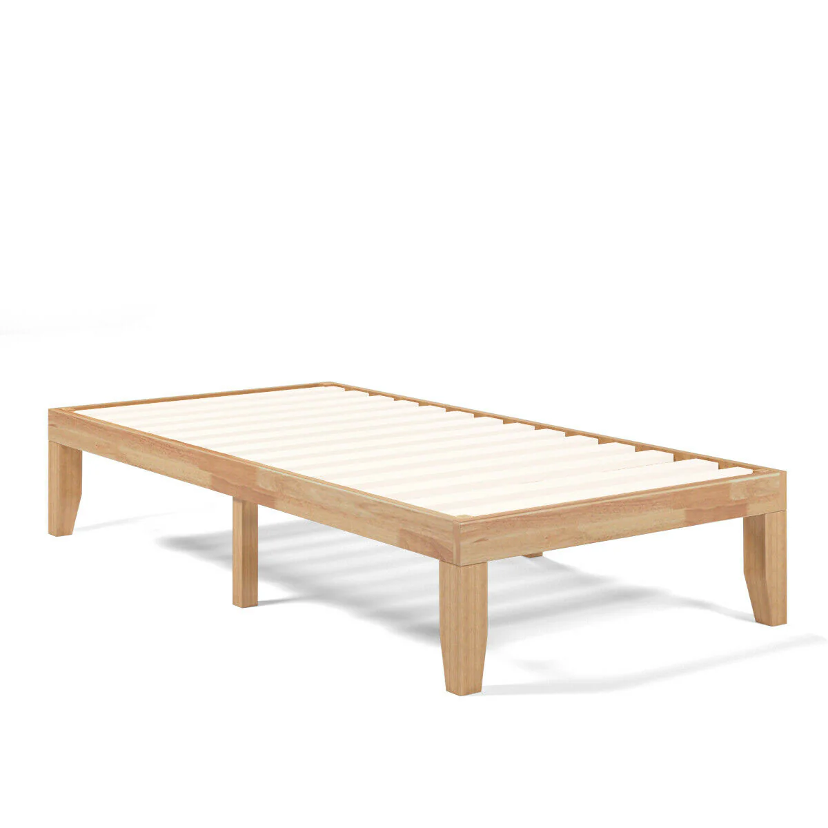Twin Size 14 Inch Wooden Slats Mattress Frame, Natural - Image 4