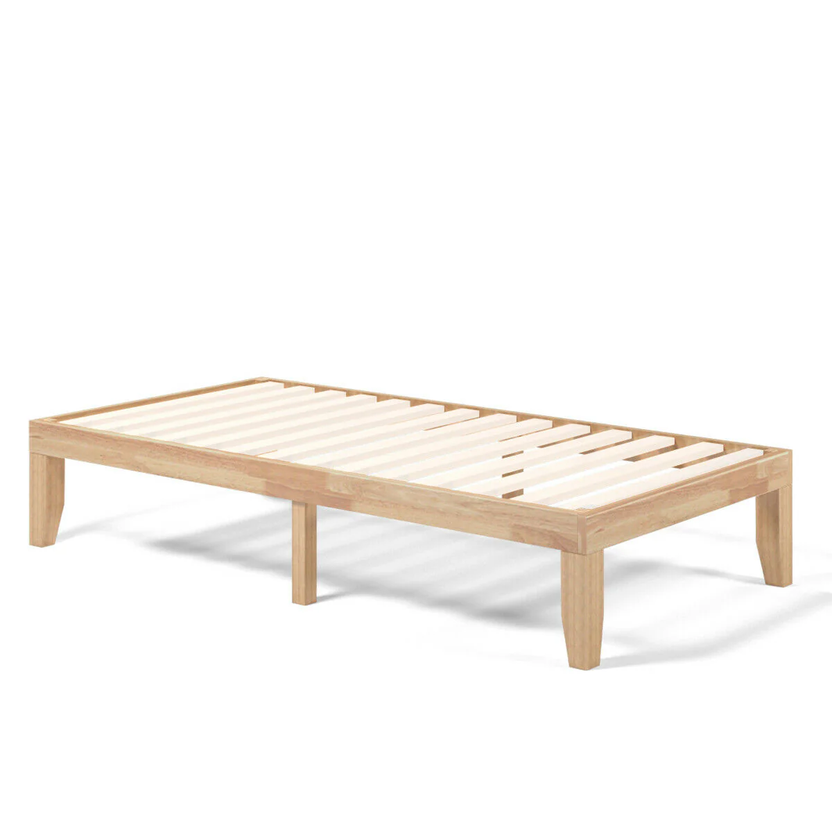 Twin Size 14 Inch Wooden Slats Mattress Frame, Natural - Image 9
