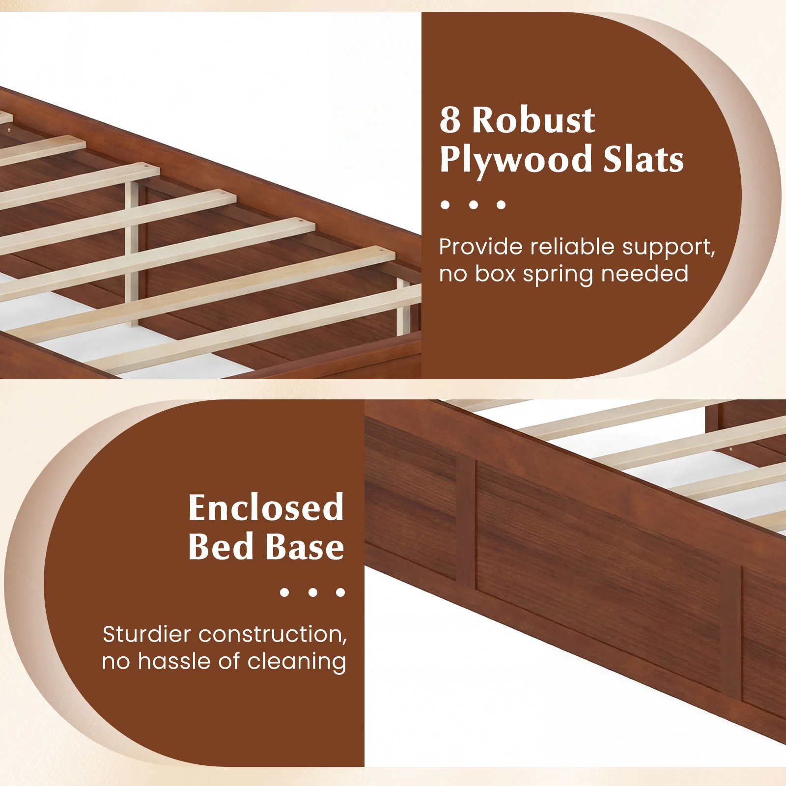 Twin Size Bed Frame with Storage Drawers and Headboard, Walnut - Image 7