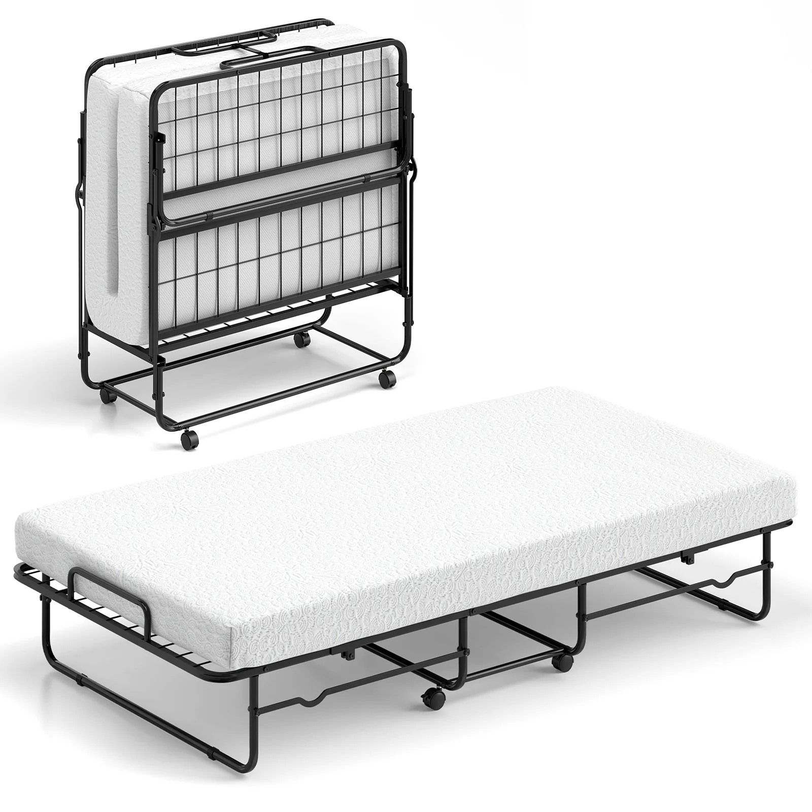 Twin Size Folding Bed, Memory Foam Mattress, Heavy-Duty Metal Frame - Image 4