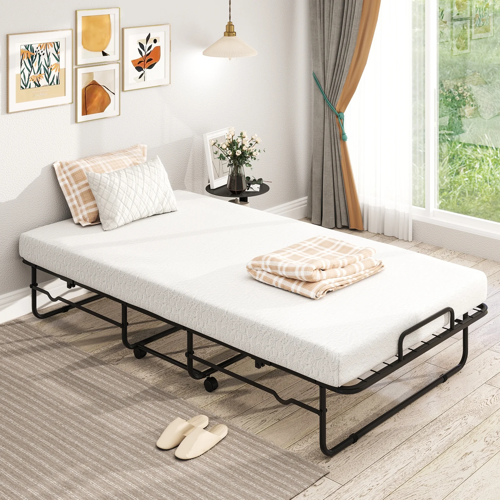 Twin Size Folding Bed, Memory Foam Mattress, Heavy-Duty Metal Frame - Image 7