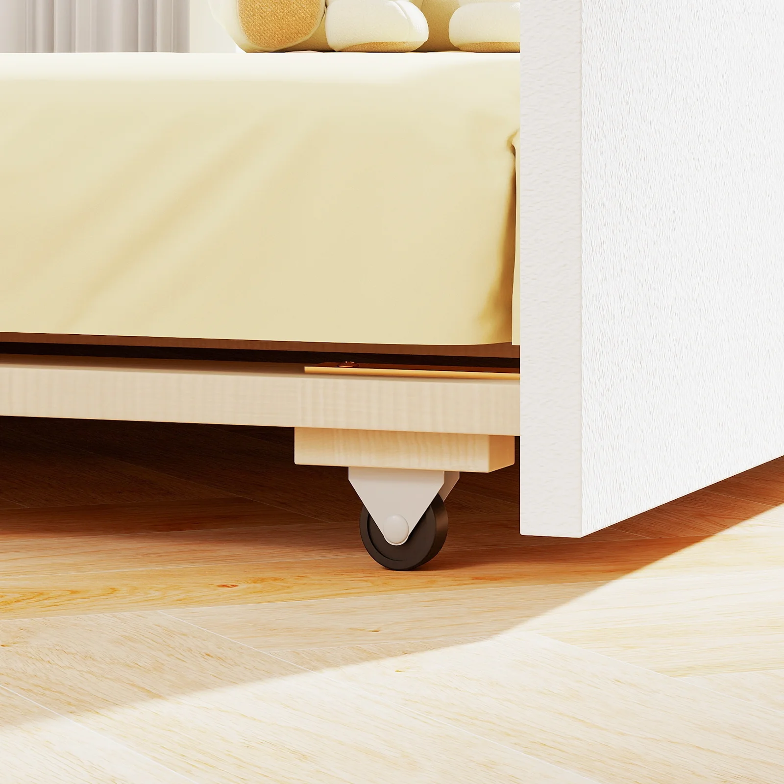 Twin Size House Bed With Trundle, Platform, Roof Window, White - Image 8