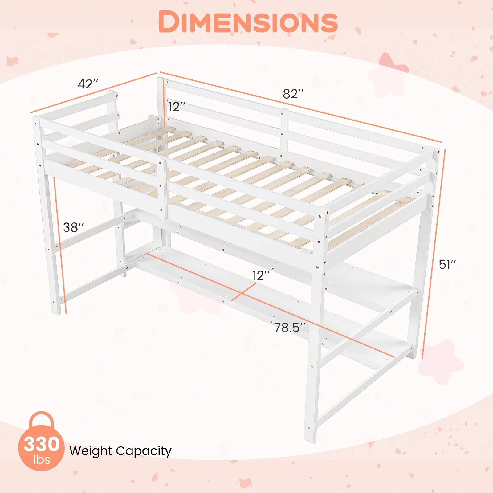 Twin Size Loft Bed With Storage Shelves, White - Image 5