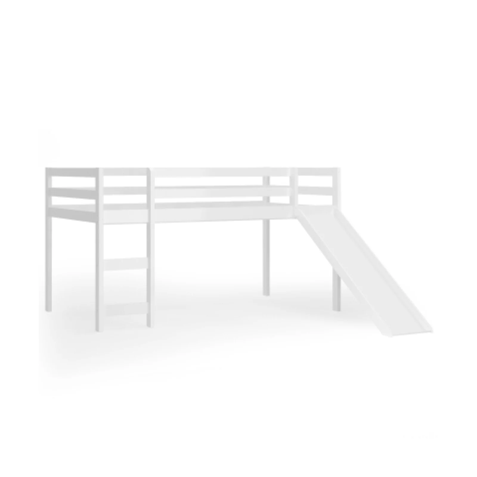 Twin Size Low Loft Bed With Slide, White - Image 4