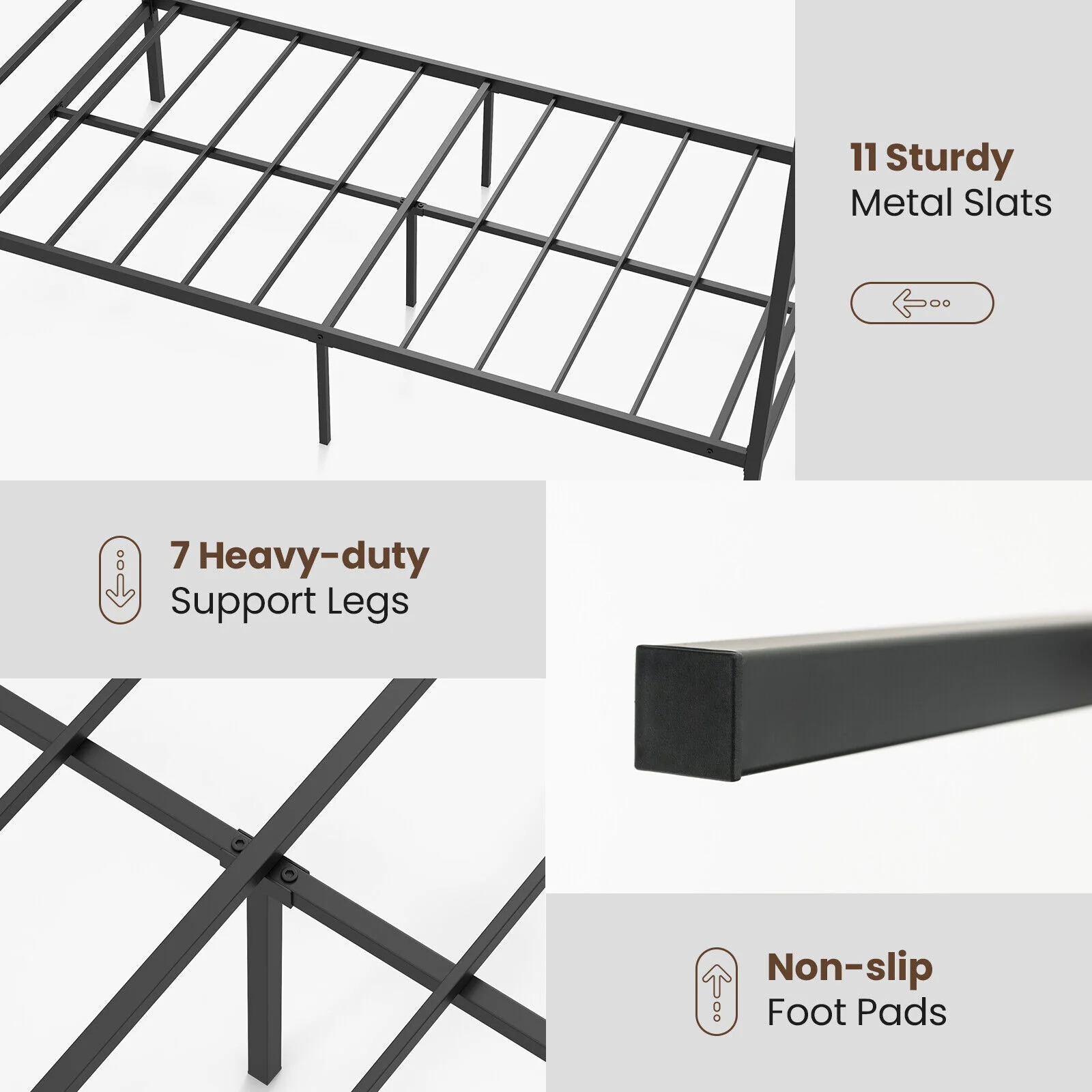 Twin Size Metal Canopy Bed Frame With Slat Support, Black - Image 7
