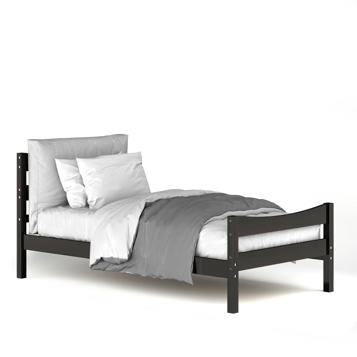 Twin Size Platform Bed Frame, Slat Support Foundation, Dark Brown - Image 5
