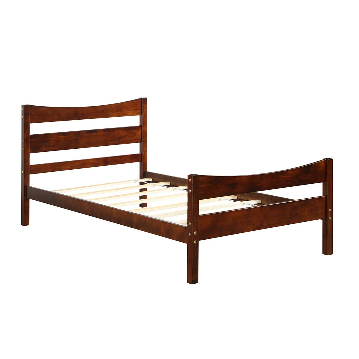 Twin Size Platform Bed Frame, Slat Support, Walnut - Image 4