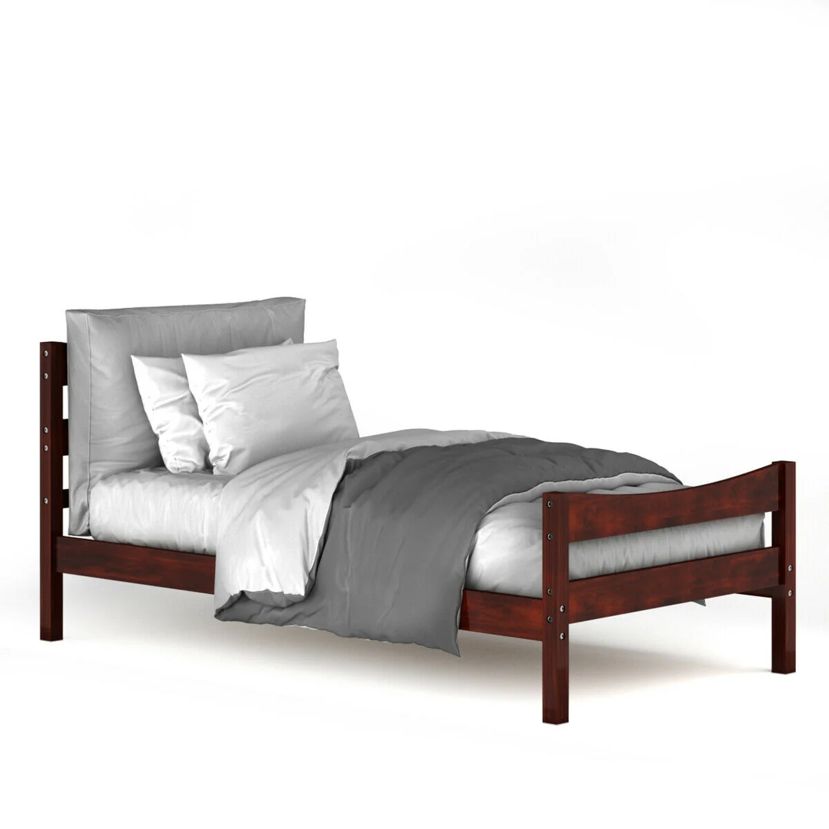 Twin Size Platform Bed Frame, Slat Support, Walnut - Image 9