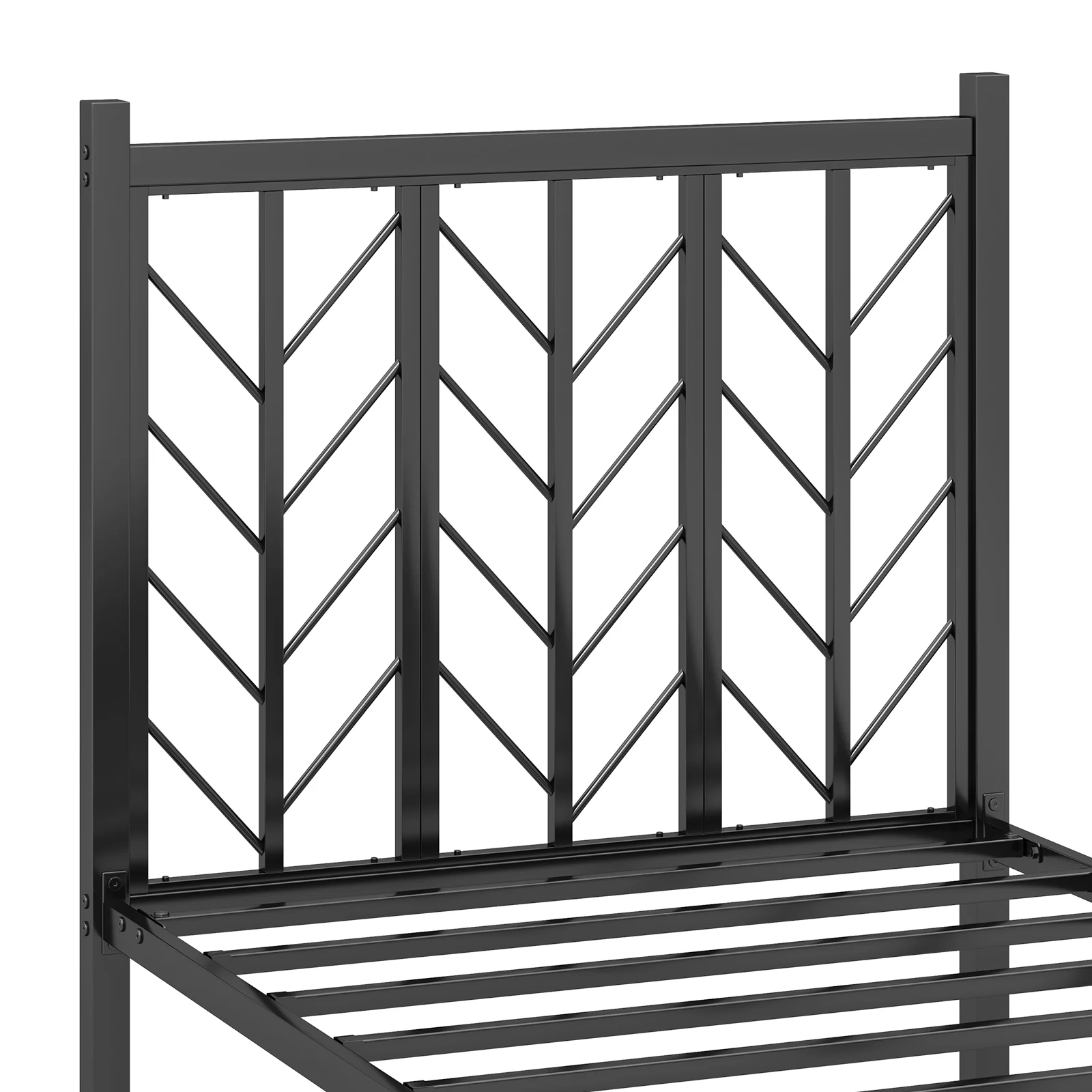 Twin Size Platform Bed With Headboard, Metal Frame, Black - Image 8