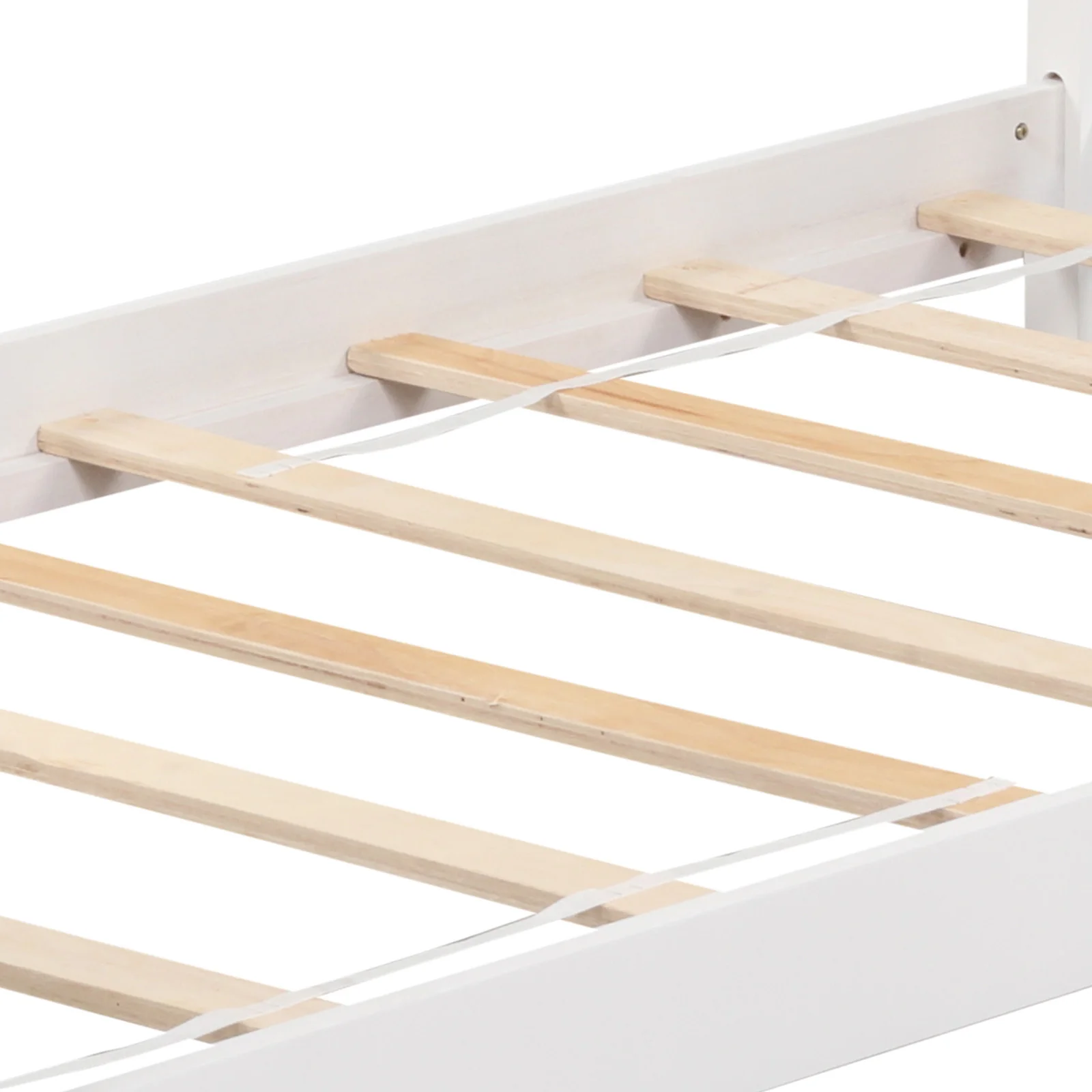 Twin Size Wooden House Bed With Roof, White - Image 10