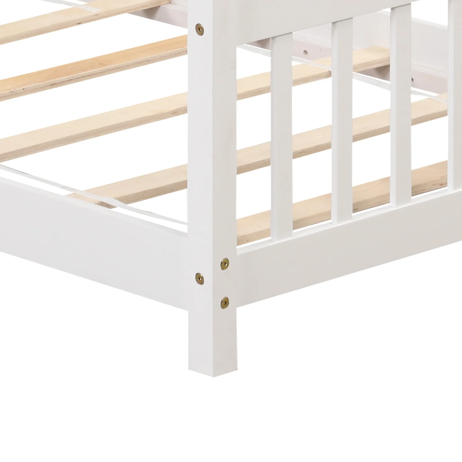 Twin Size Wooden House Bed With Roof, White - Image 9