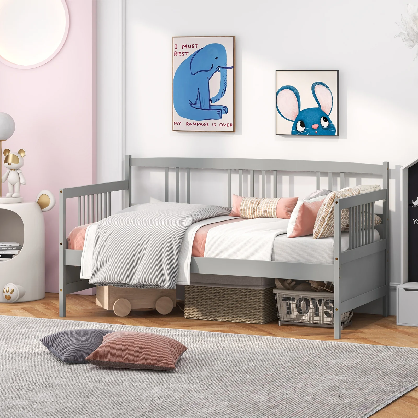 Twin Size Wooden Slats Daybed, Gray - Image 7