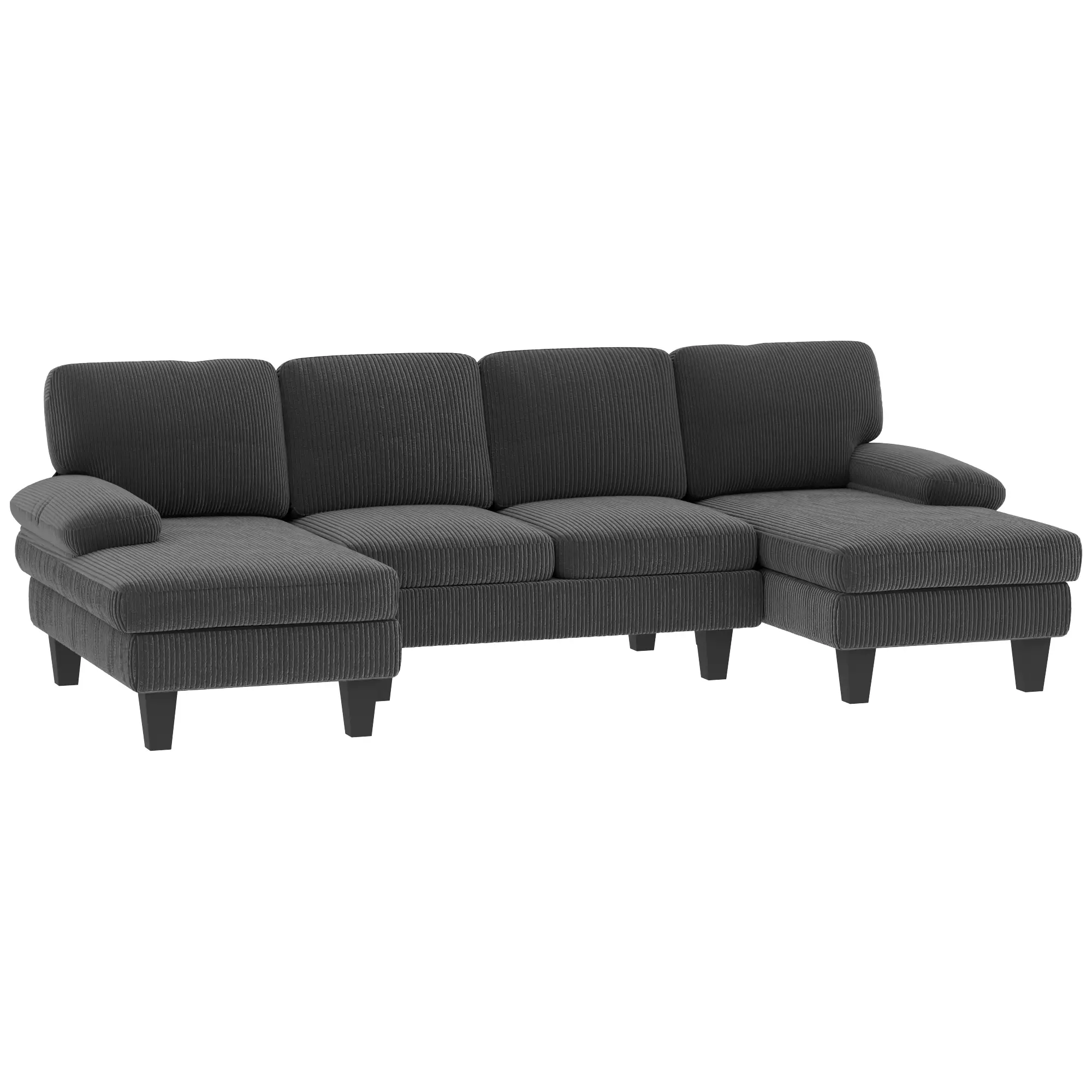 U Shaped Sectional Sofa, Double Chaise, 2200lb Capacity, Dark Grey - Image 10