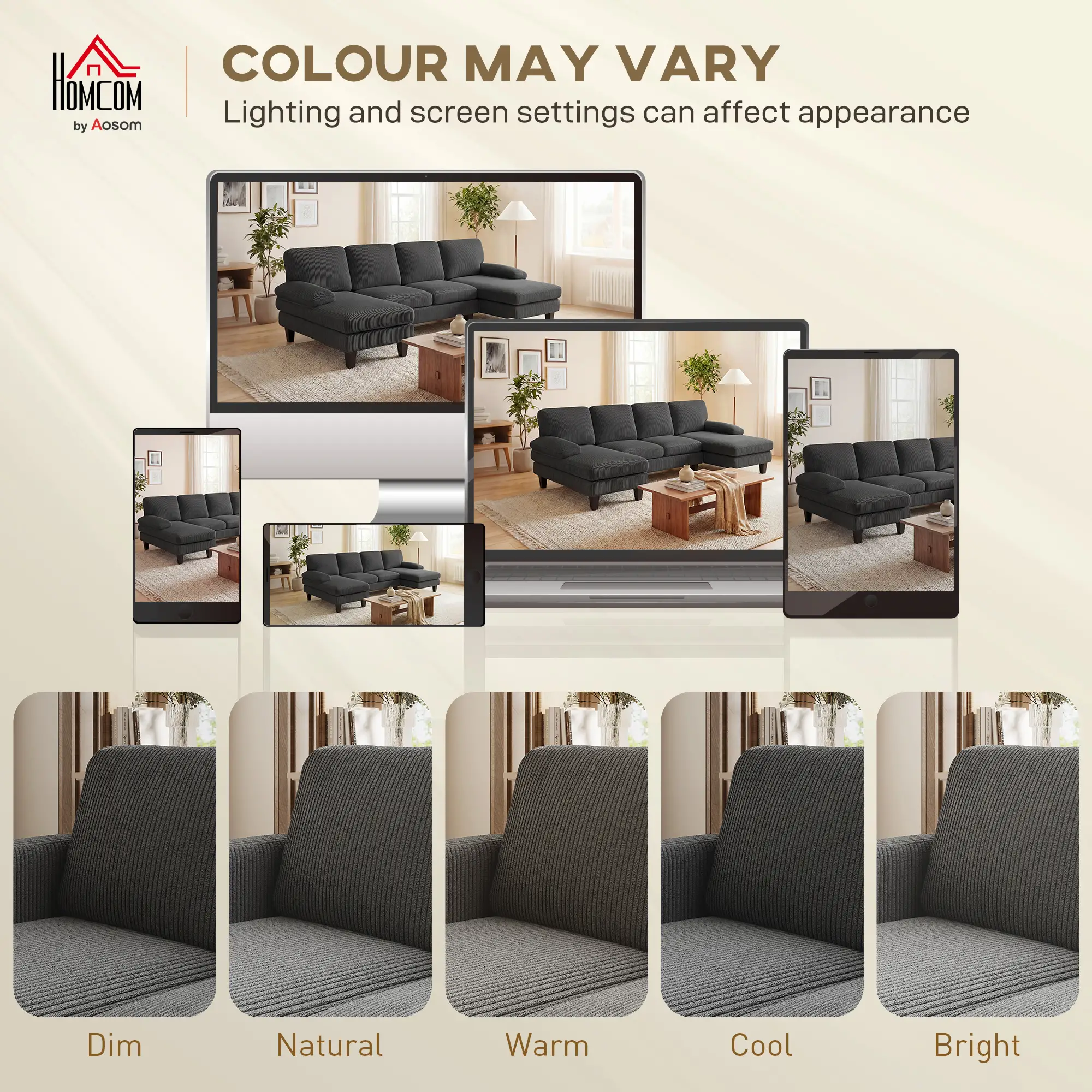 U Shaped Sectional Sofa, Double Chaise, 2200lb Capacity, Dark Grey - Image 6