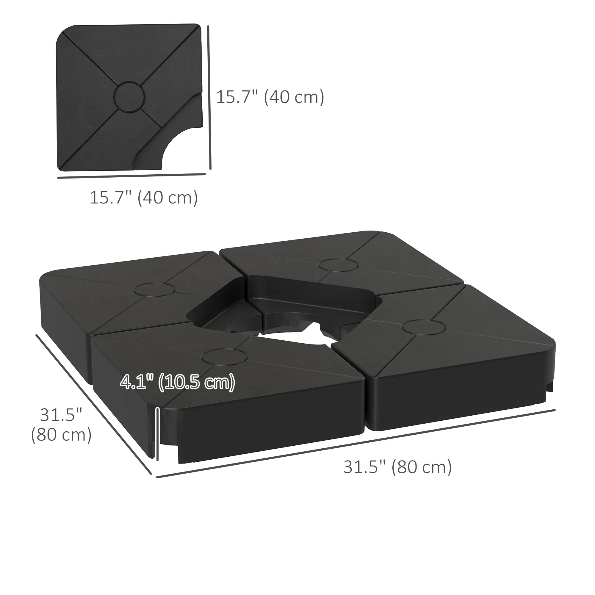 Umbrella Weights For Cantilever Parasols, Set Of 4, Black - Image 3