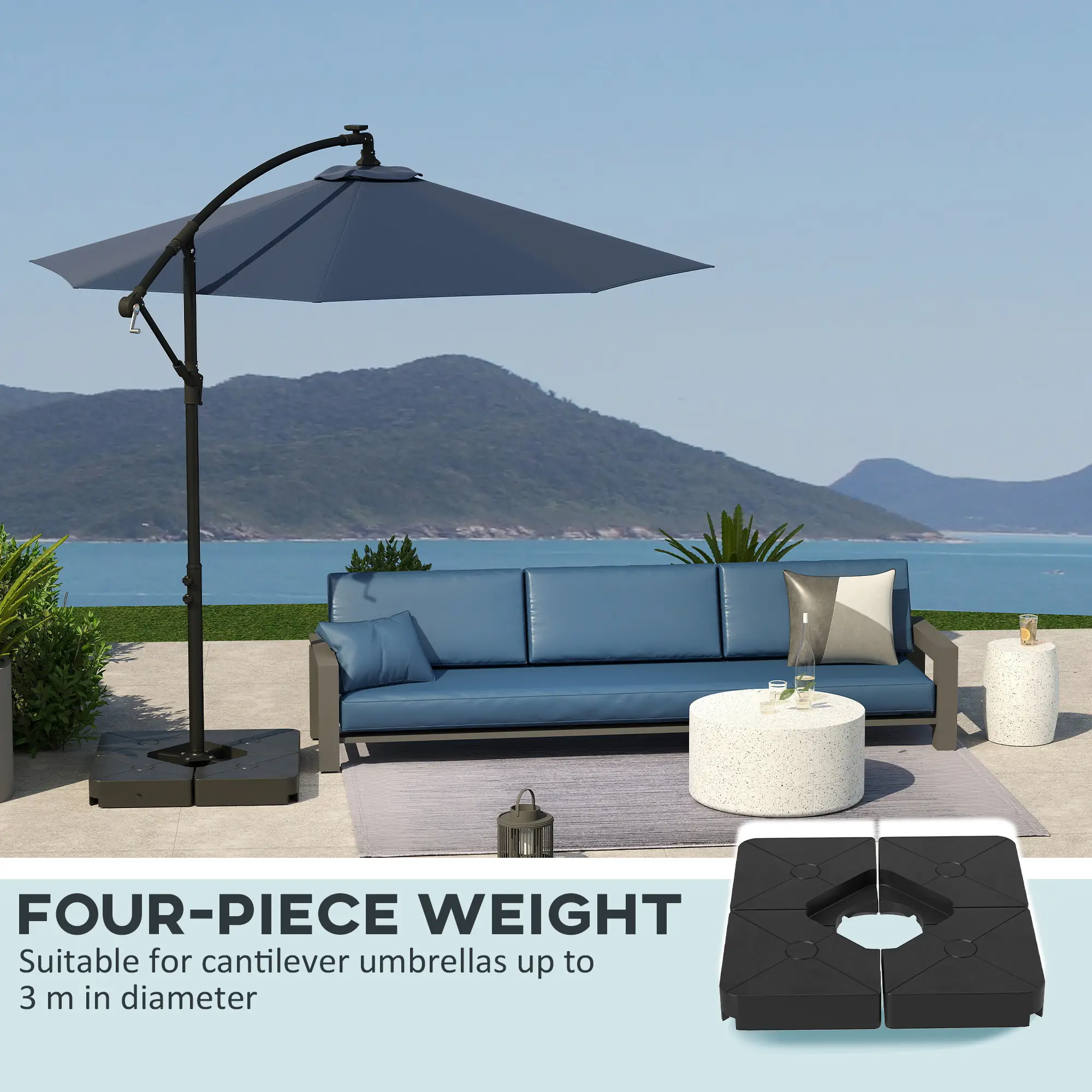 Umbrella Weights For Cantilever Parasols, Set Of 4, Black - Image 4