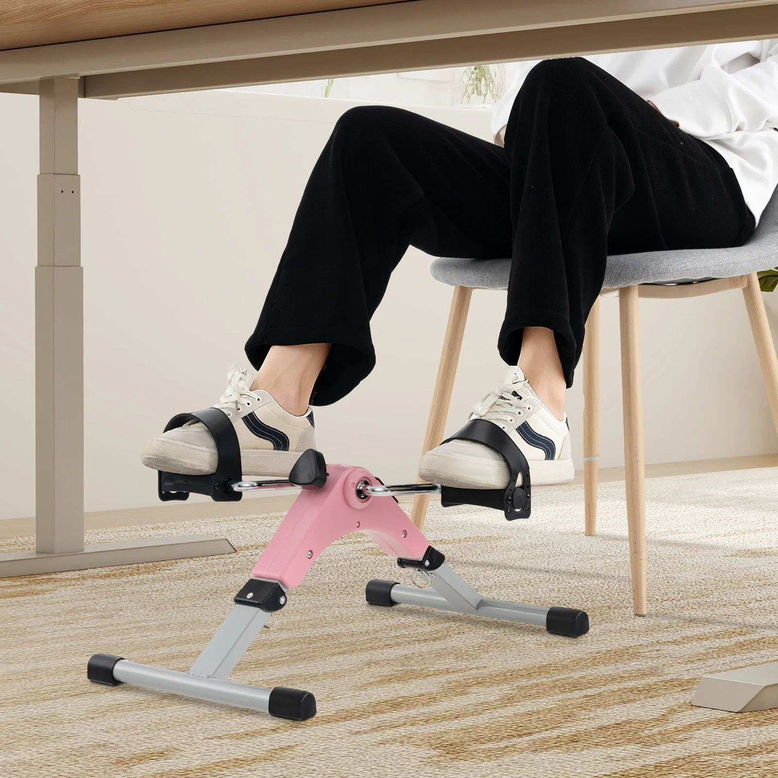 Under Desk Exercise Bike Pedal Exerciser, With LCD Display, Pink - Image 7
