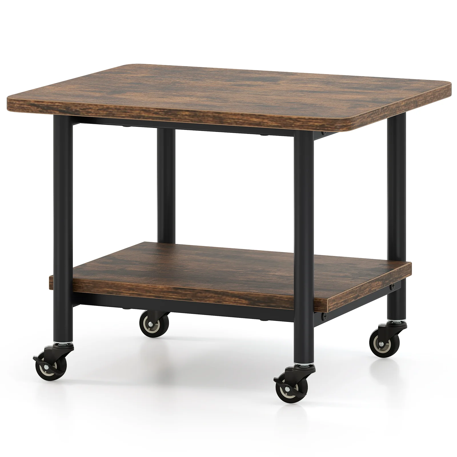 Under Desk Printer Stand, 360° Swivel Casters, Brown - Image 4