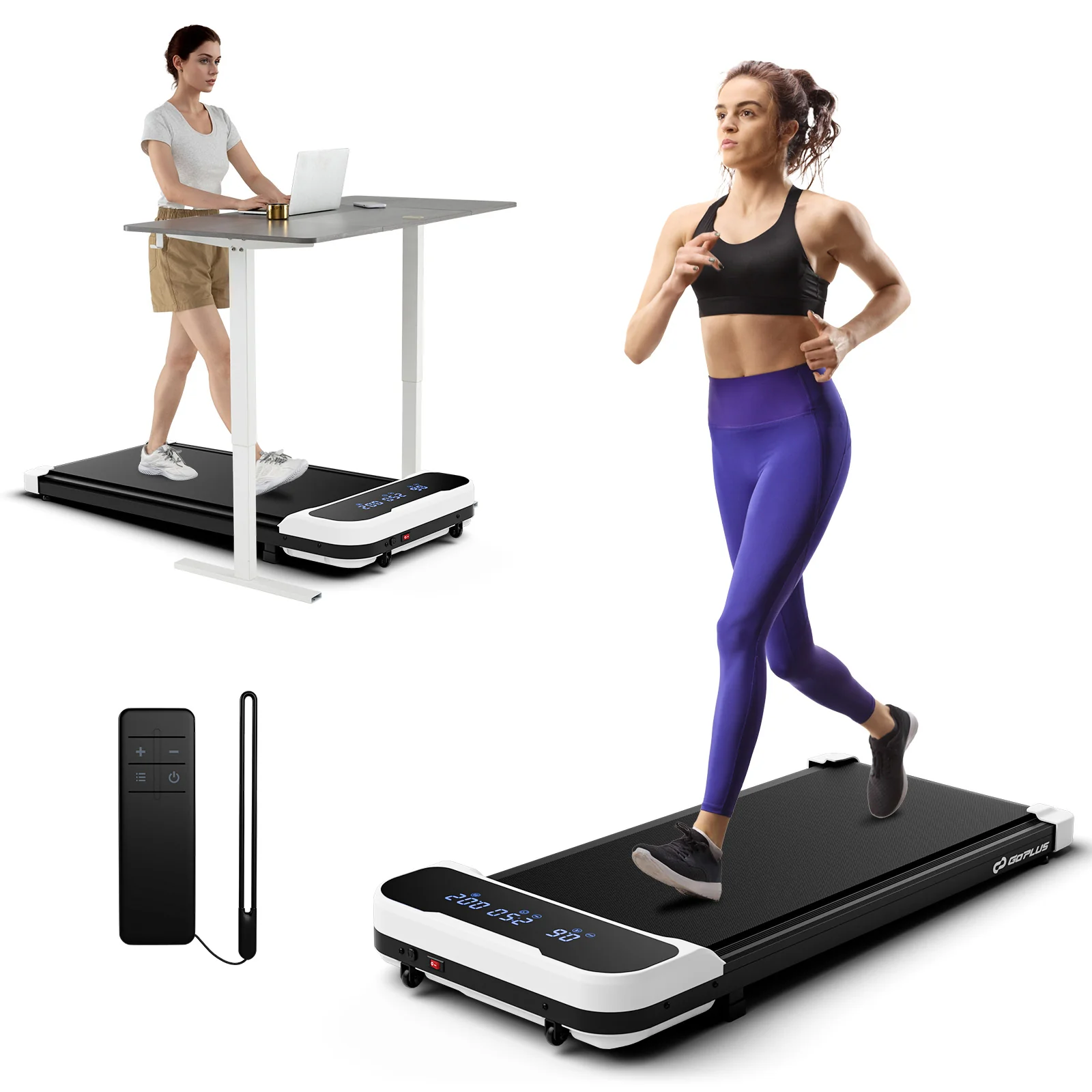 Under Desk Treadmill, 2.5HP, Remote Control, 3 Modes, White