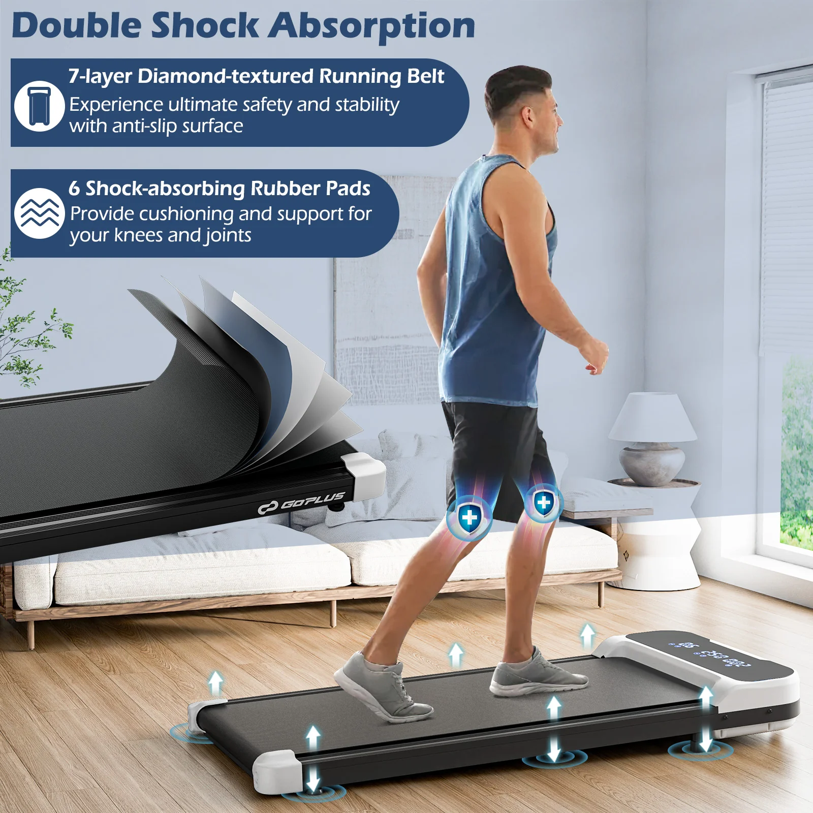 Under Desk Treadmill, 2.5HP, Remote Control, 3 Modes, White - Image 10