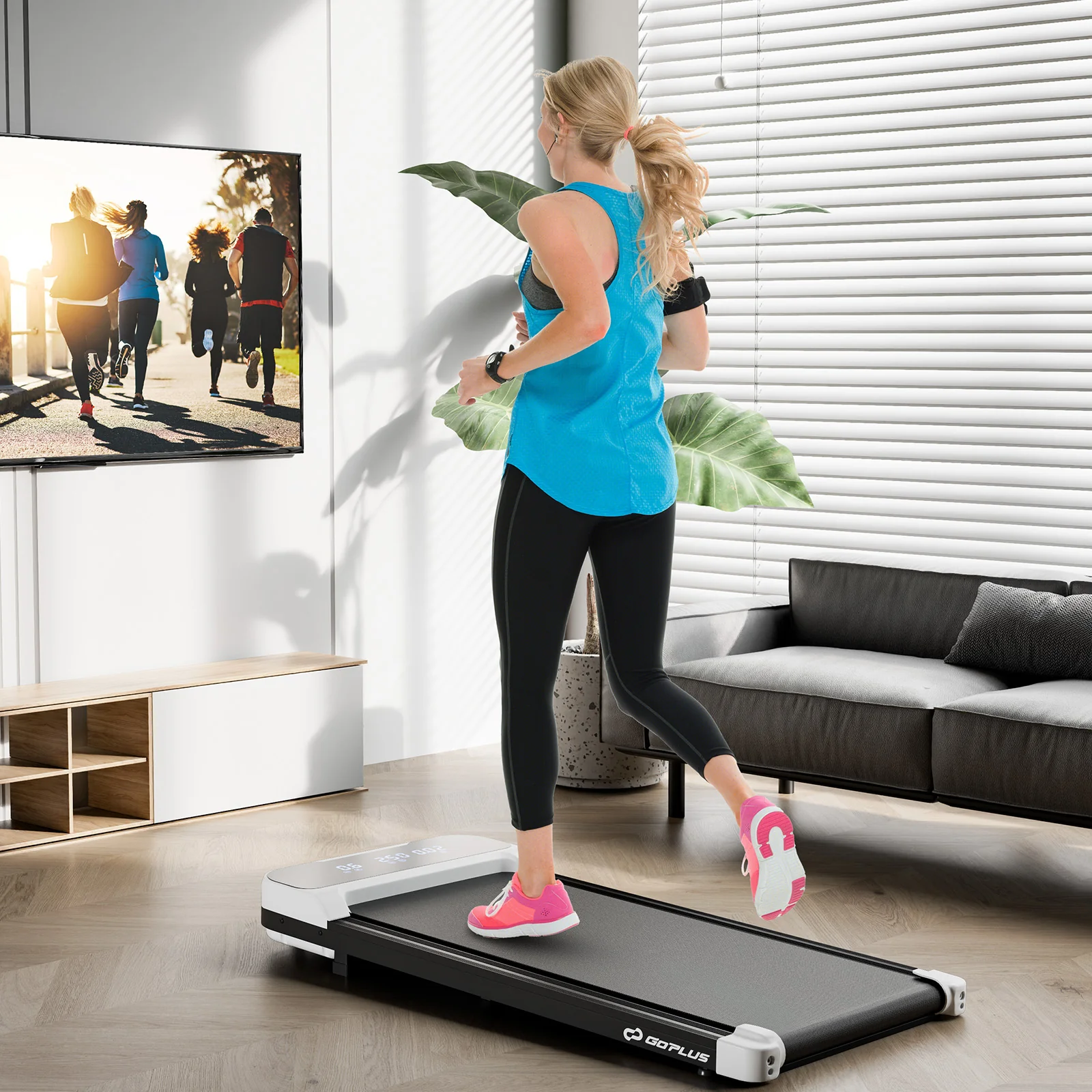 Under Desk Treadmill, 2.5HP, Remote Control, 3 Modes, White - Image 2