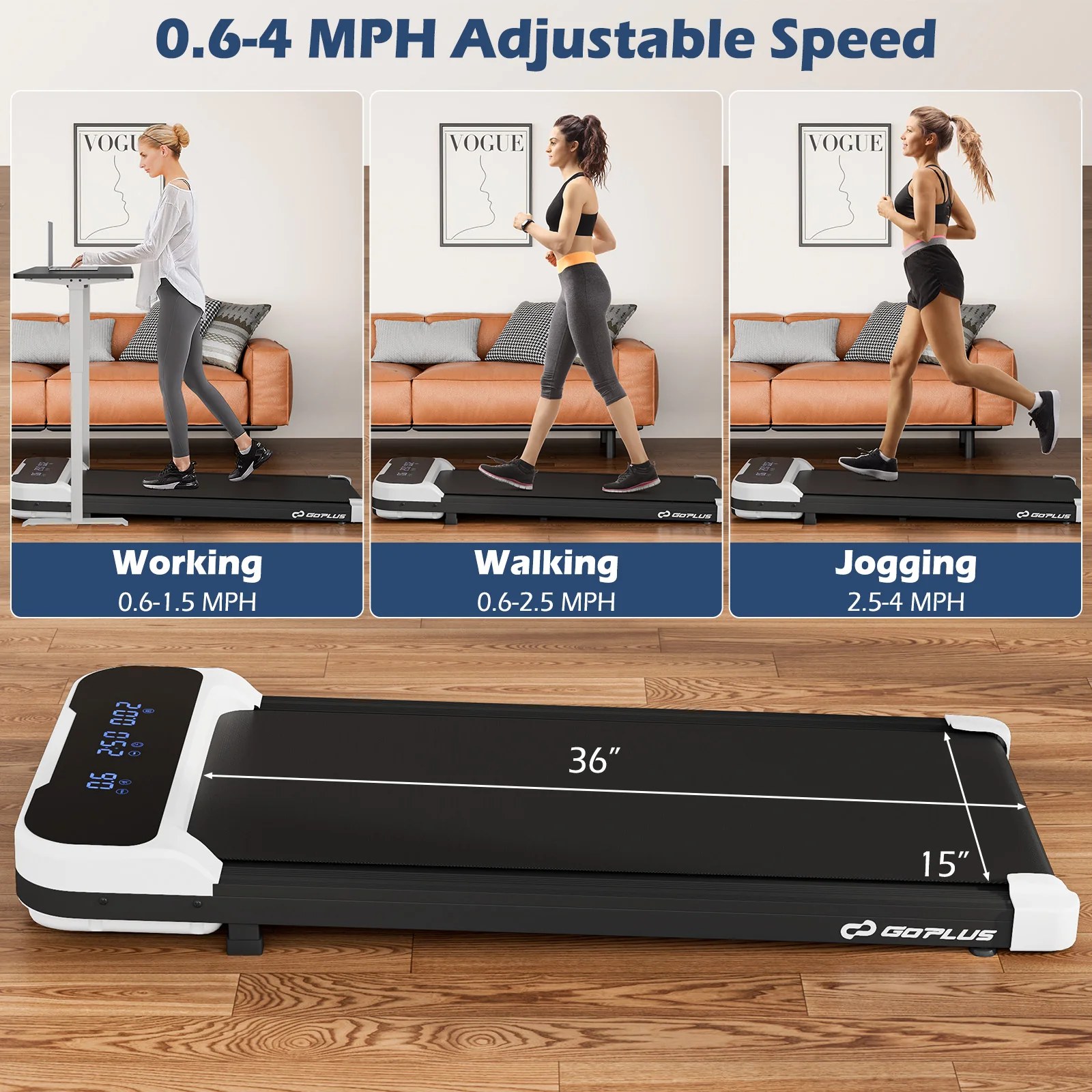 Under Desk Treadmill, 2.5HP, Remote Control, 3 Modes, White - Image 5