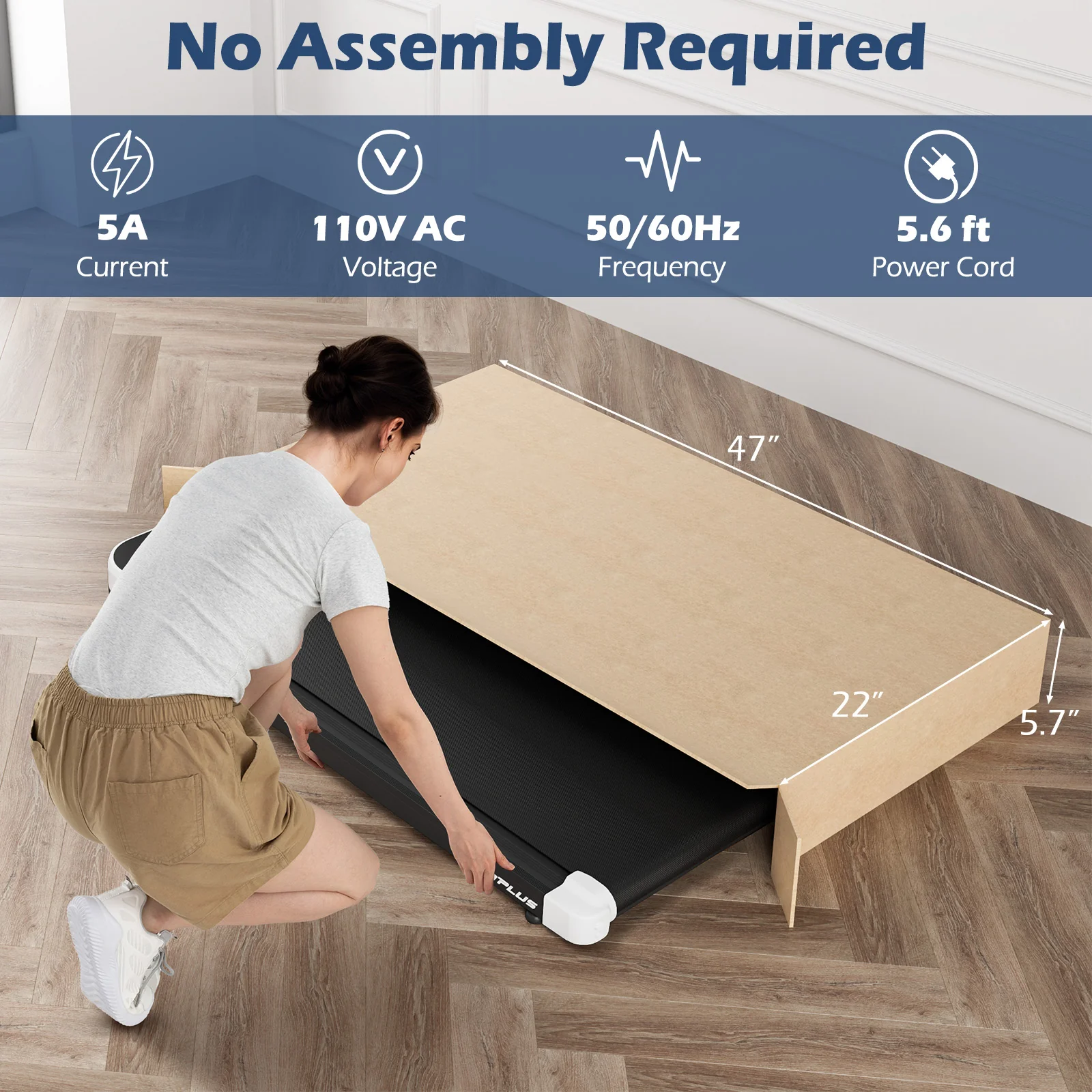 Under Desk Treadmill, 2.5HP, Remote Control, 3 Modes, White - Image 6