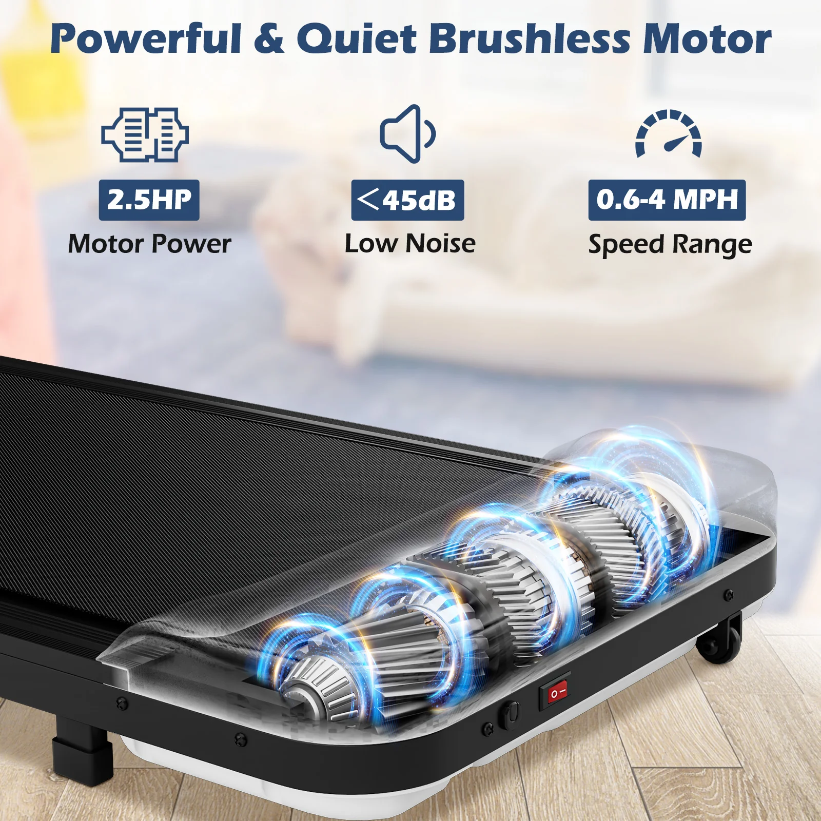 Under Desk Treadmill, 2.5HP, Remote Control, 3 Modes, White - Image 8
