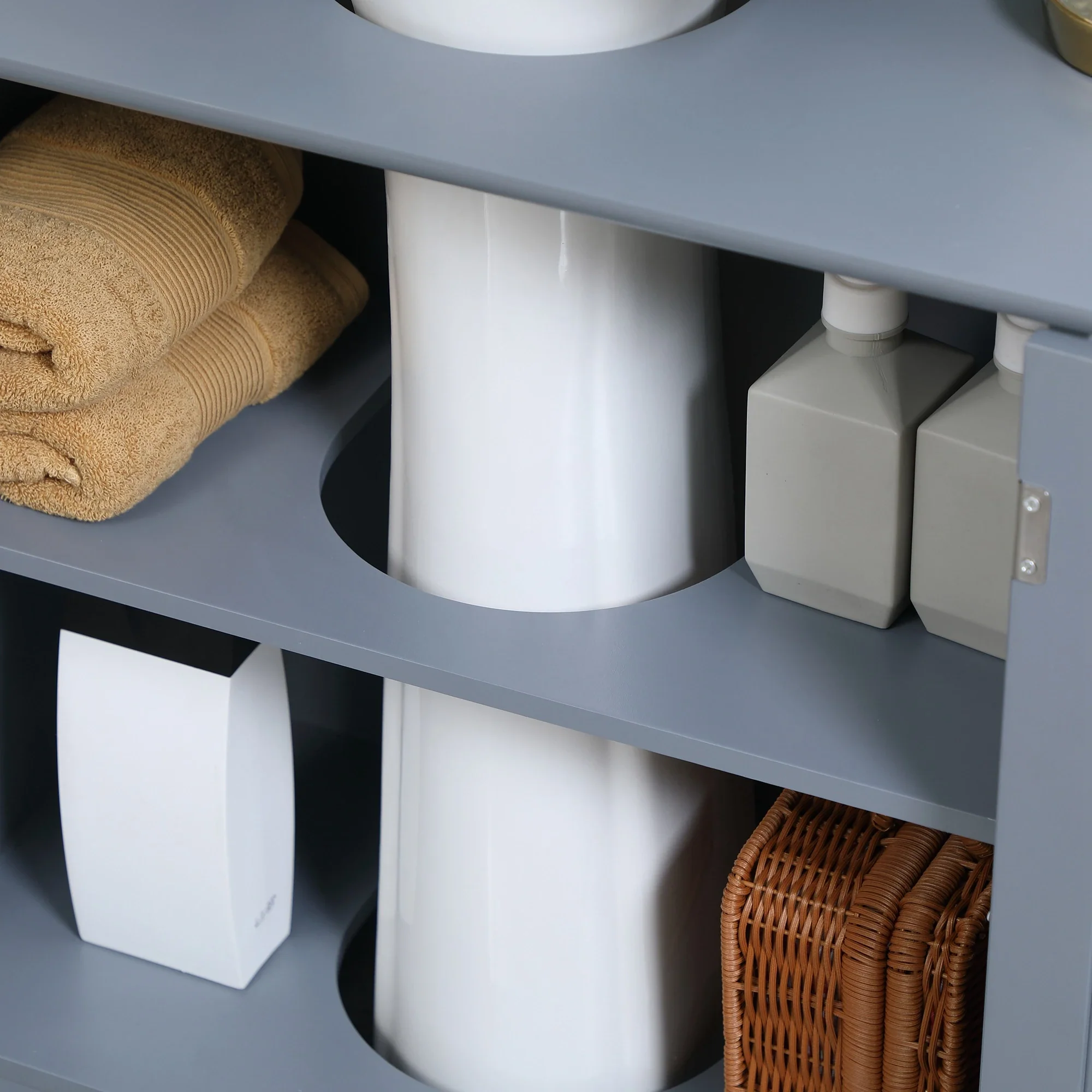 Under Sink Bathroom Cabinet, 2 Doors, Shelf, Grey - Image 7