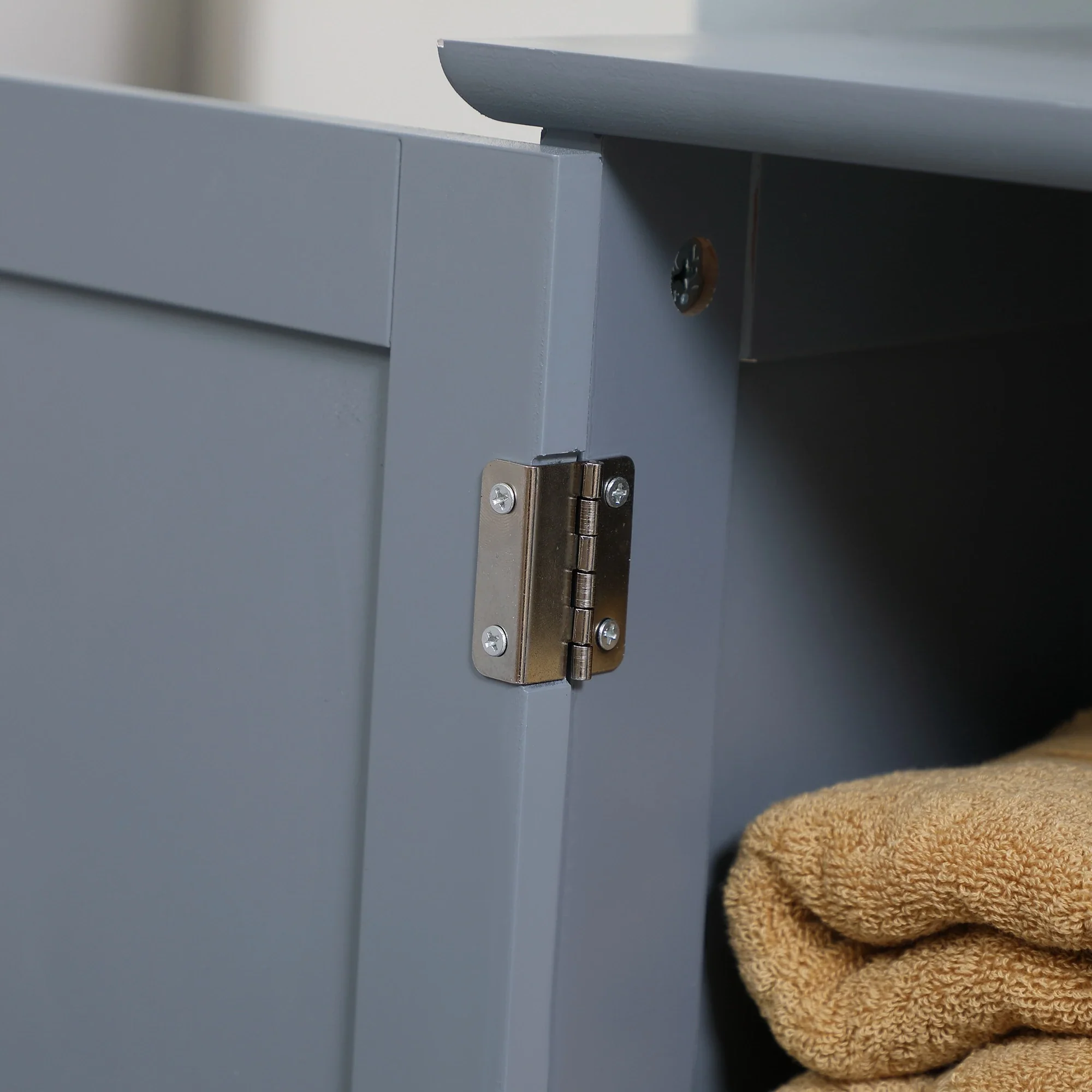 Under Sink Bathroom Cabinet, 2 Doors, Shelf, Grey - Image 9