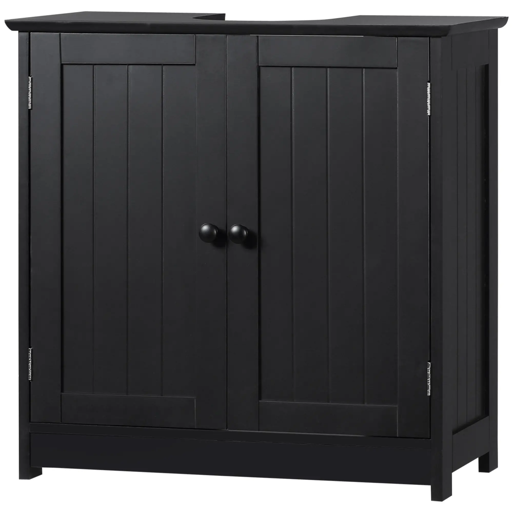 Under Sink Bathroom Cabinet, 2 Doors with Shelf, Black - Image 11