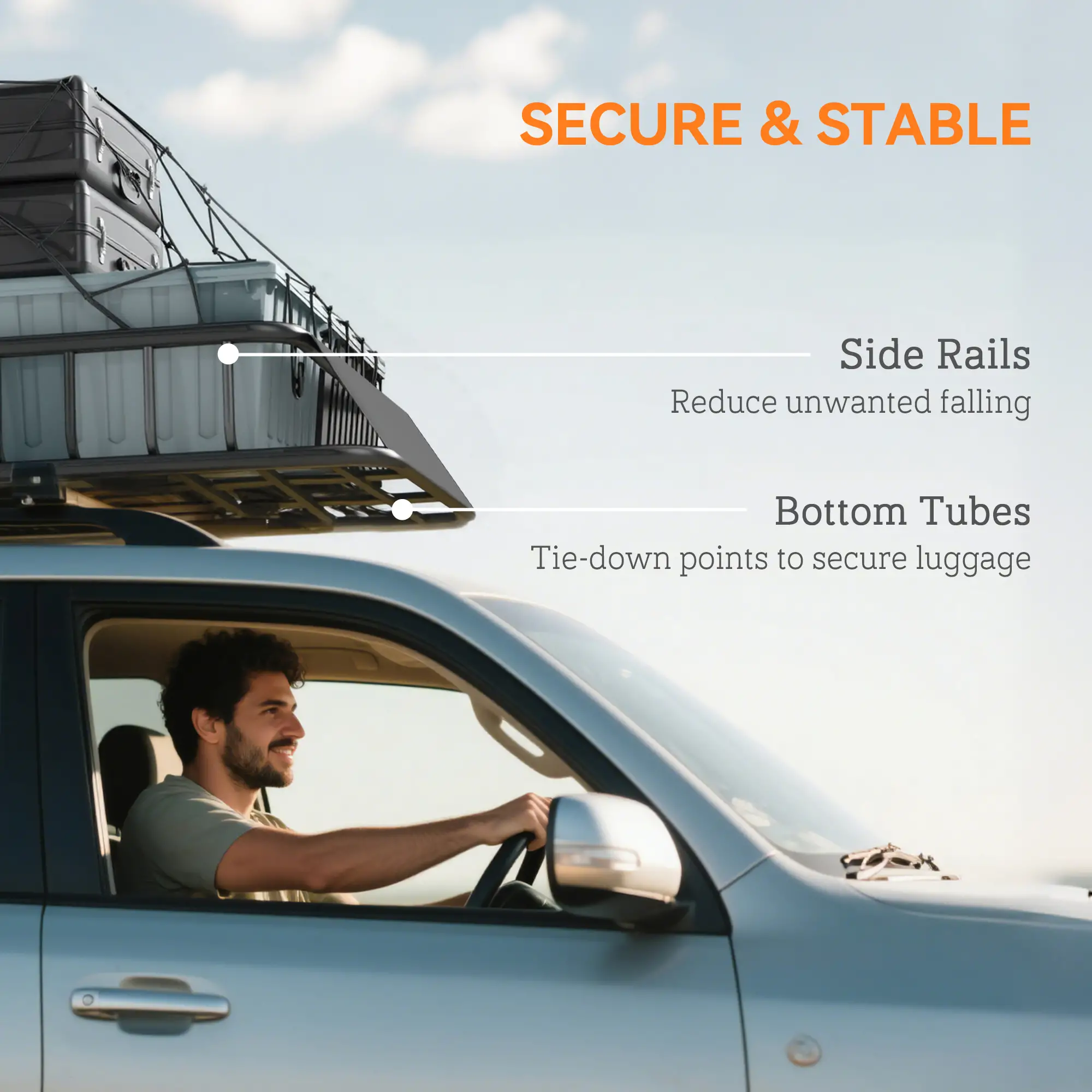 Universal Roof Rack Basket, 200lbs Steel Cargo Carrier, 43.5"x39.2"x7.3", Black - Image 7