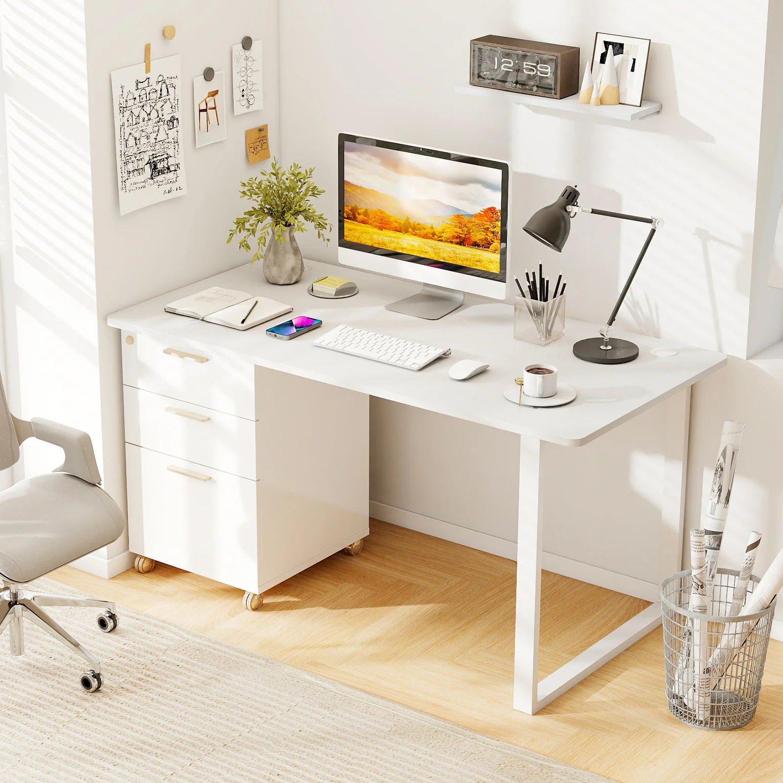 Universal Tabletop, 55" x 28", For Standard And Standing Desk Frame, White - Image 2