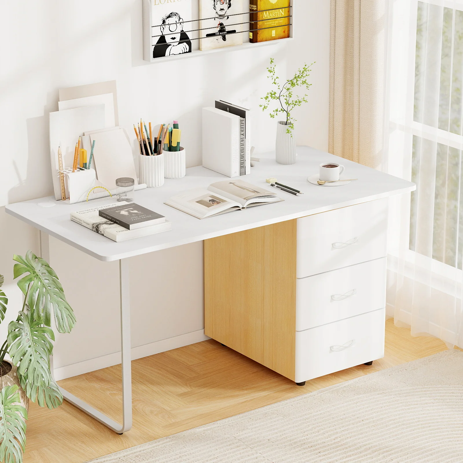 Universal Tabletop, 55" x 28", For Standard And Standing Desk Frame, White - Image 3