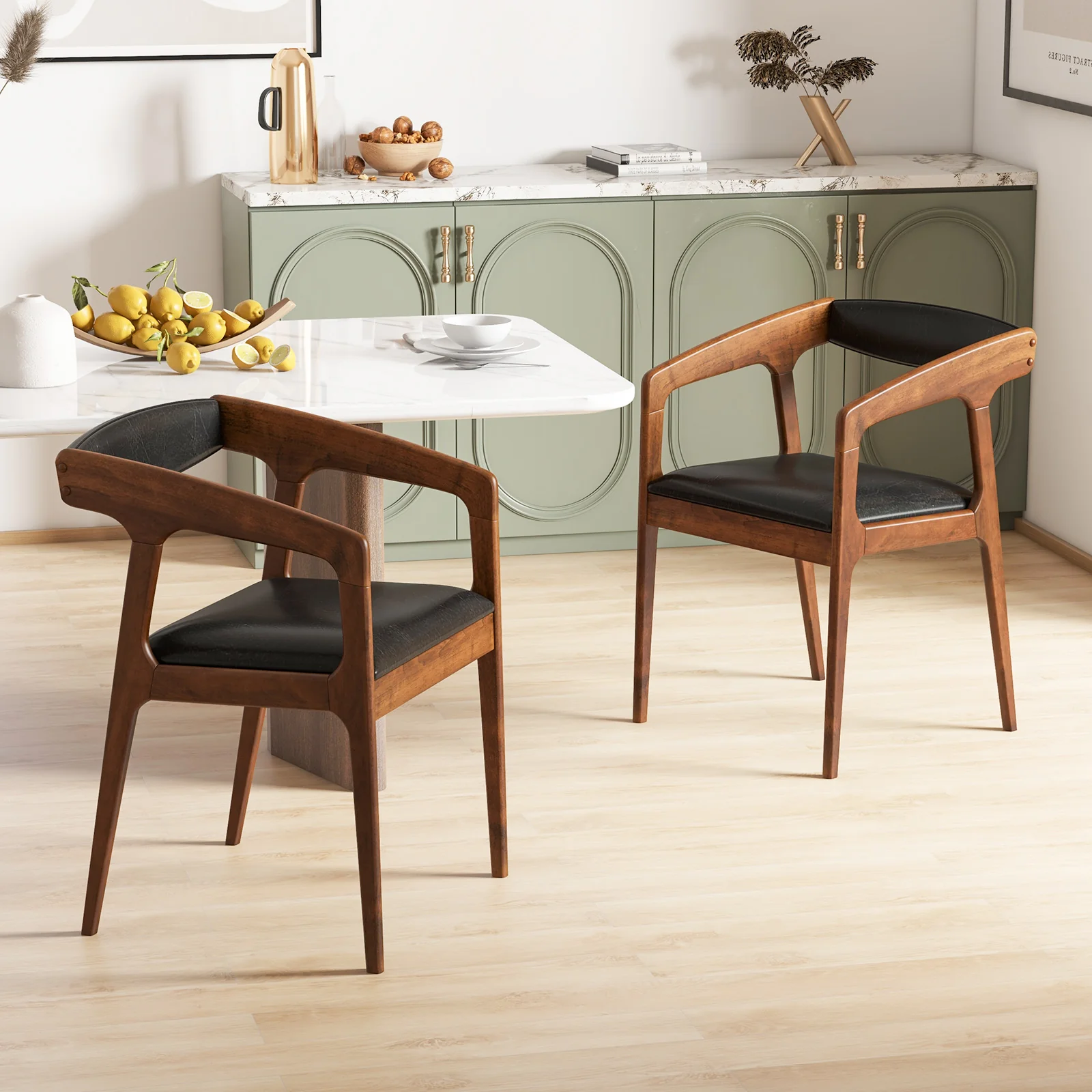 Upholstered Armchairs Set Of 2, Brown - Image 2
