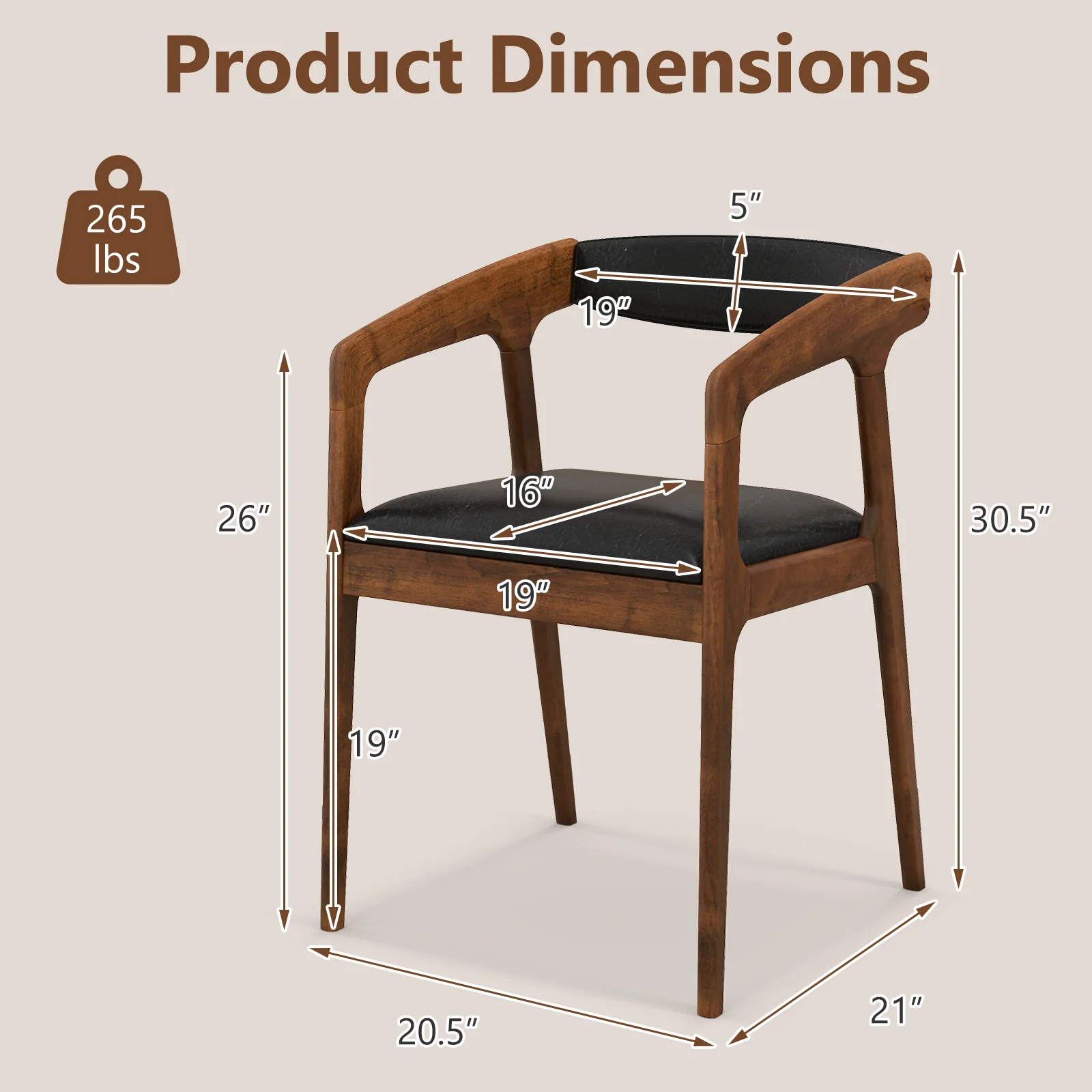 Upholstered Armchairs Set Of 2, Brown - Image 5