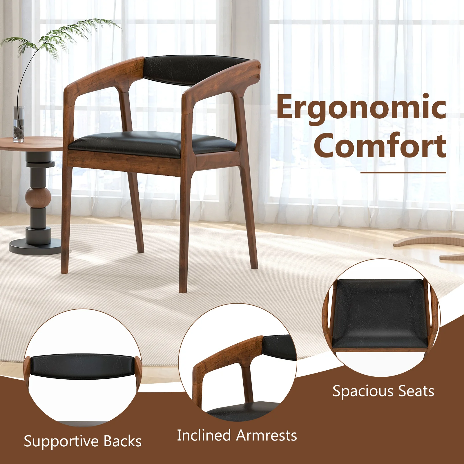 Upholstered Armchairs Set Of 2, Brown - Image 6