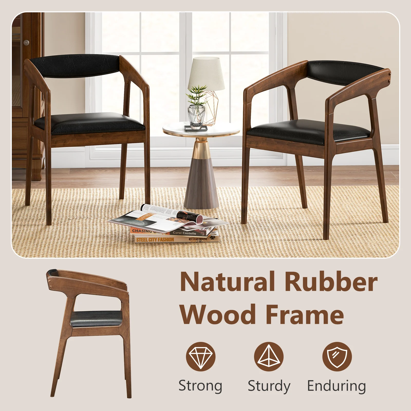 Upholstered Armchairs Set Of 2, Brown - Image 8