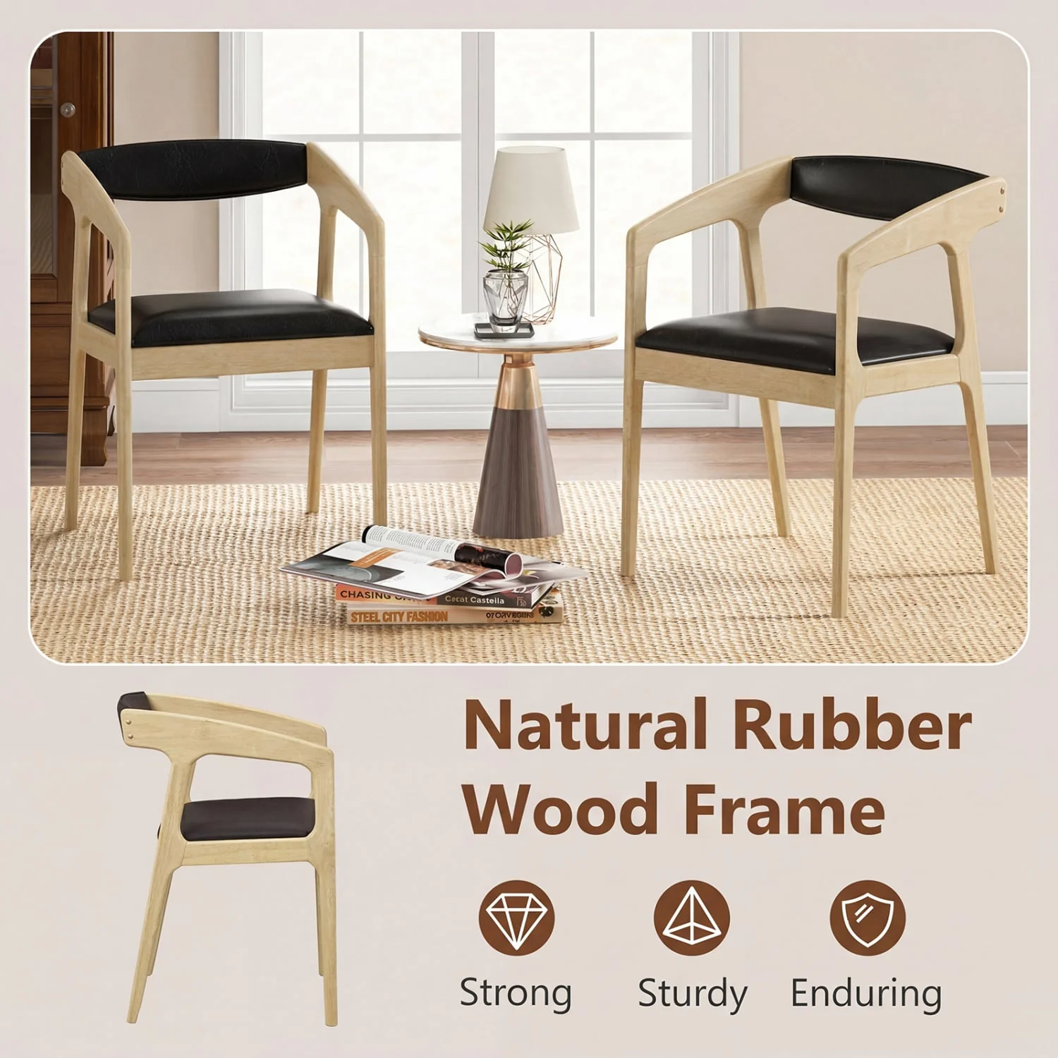Upholstered Armchairs Set of 2, Natural - Image 8