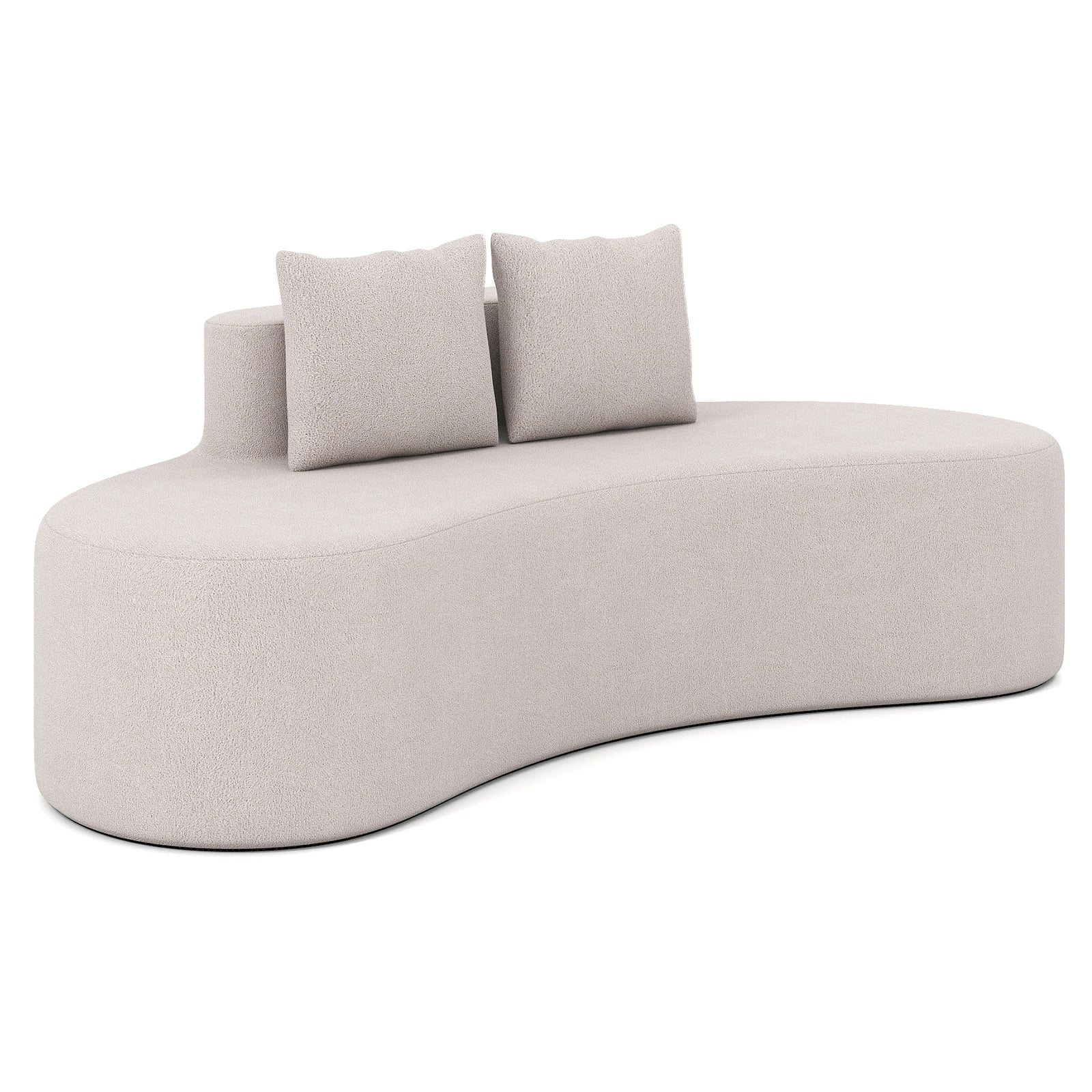 Upholstered Curved Sofa with 2 Cozy Pillows, Gray - Image 2