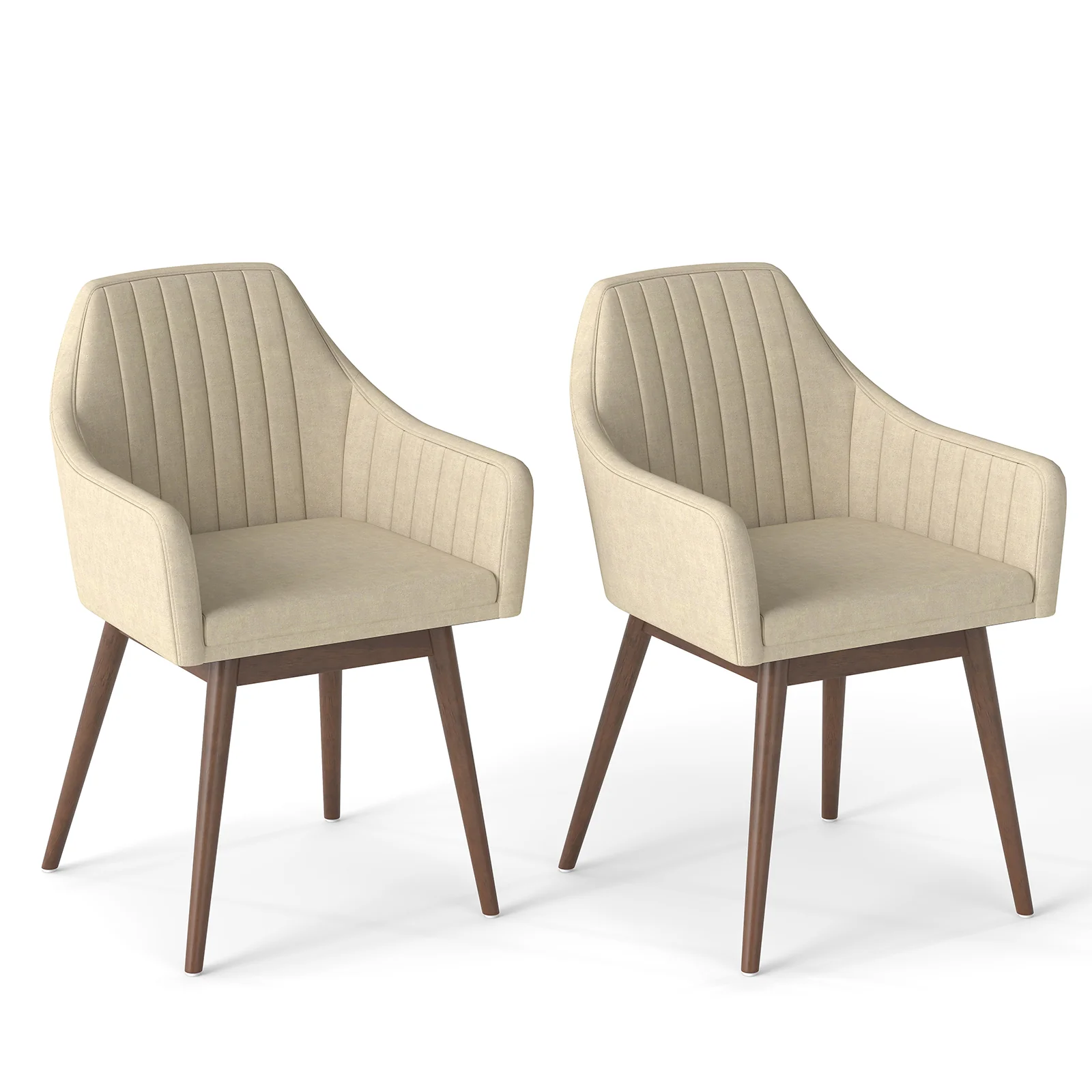 Upholstered Dining Chairs Set of 2, Comfy Padded Backrest and Seat, Beige - Image 4