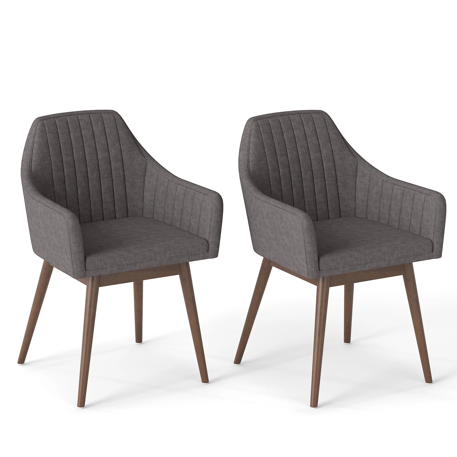 Upholstered Dining Chairs Set of 2, Comfy Padded Backrest and Seat, Gray