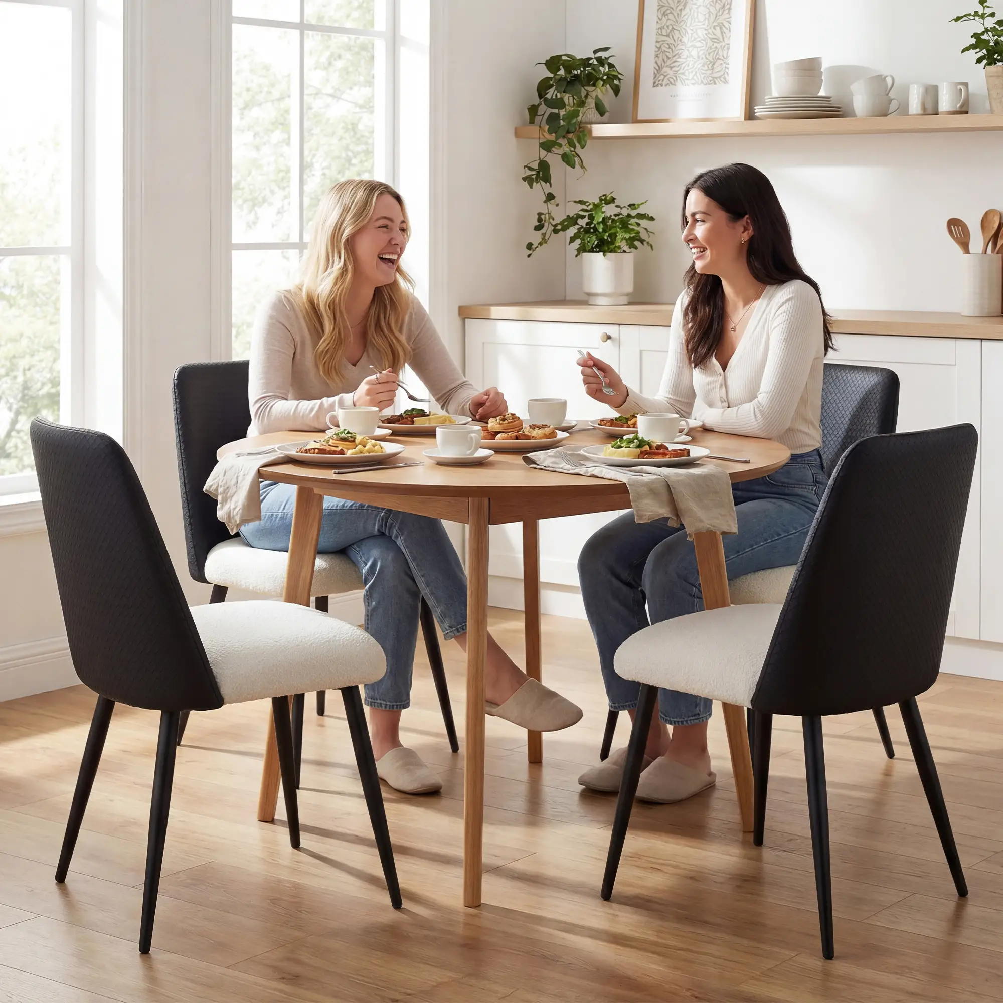 Upholstered Dining Chairs, Set Of 2, Steel Legs, Padded Seat, Black - Image 10