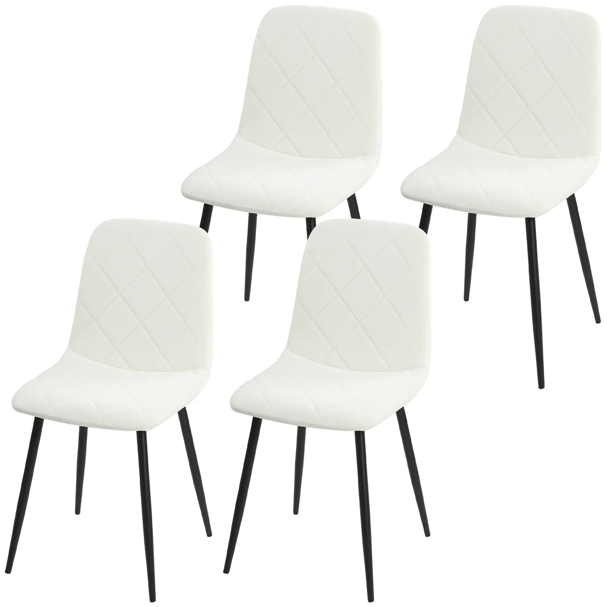 Upholstered Dining Chairs Set of 4, Steel Legs, Cream