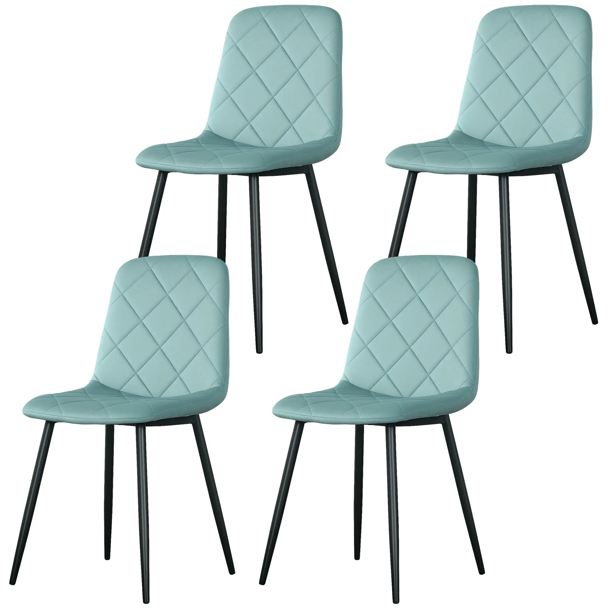 Upholstered Dining Chairs Set of 4, Steel Legs, Modern Kitchen Chair, Green - Image 11