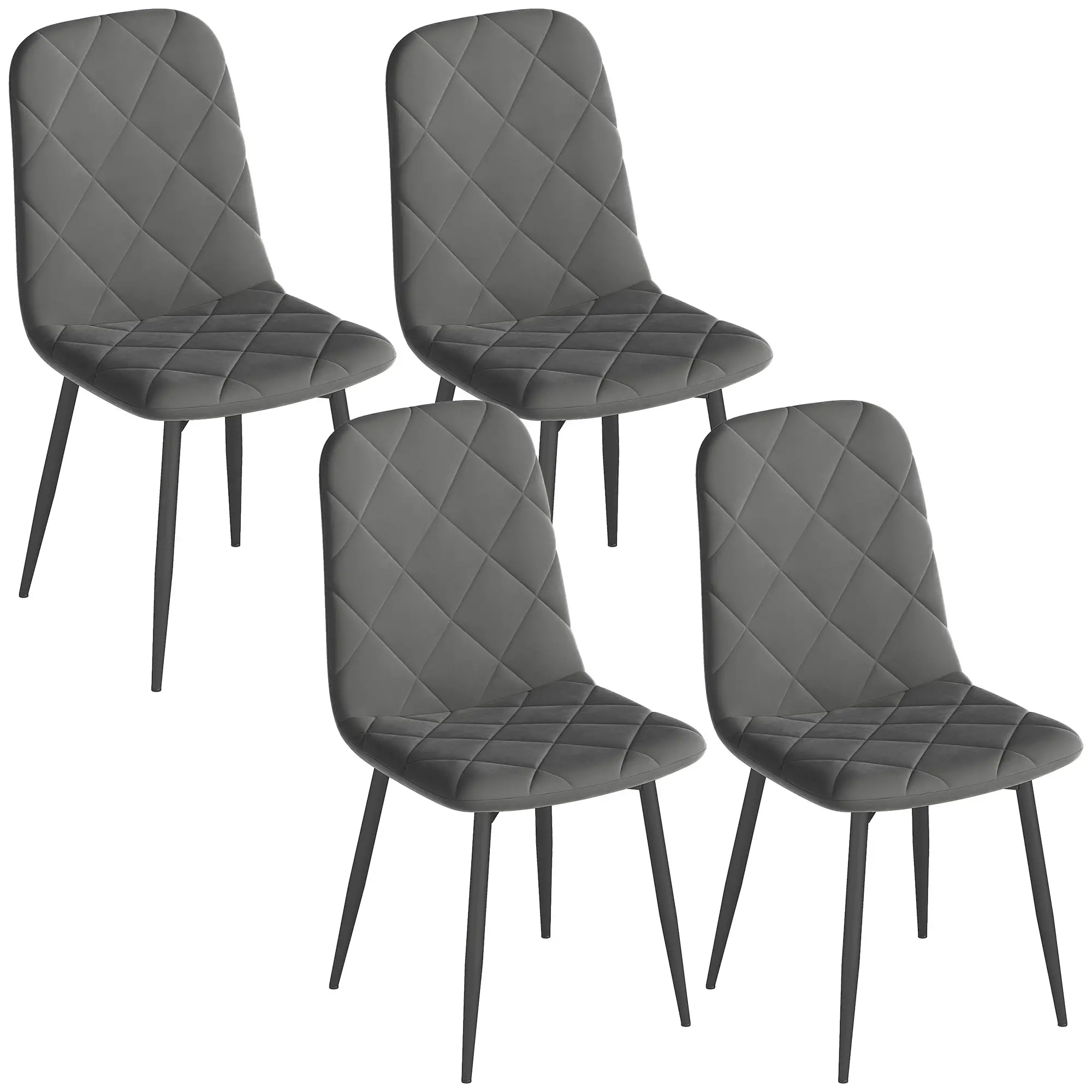 Upholstered Dining Chairs Set of 4, Steel Legs, Modern Kitchen Chairs, Grey - Image 11