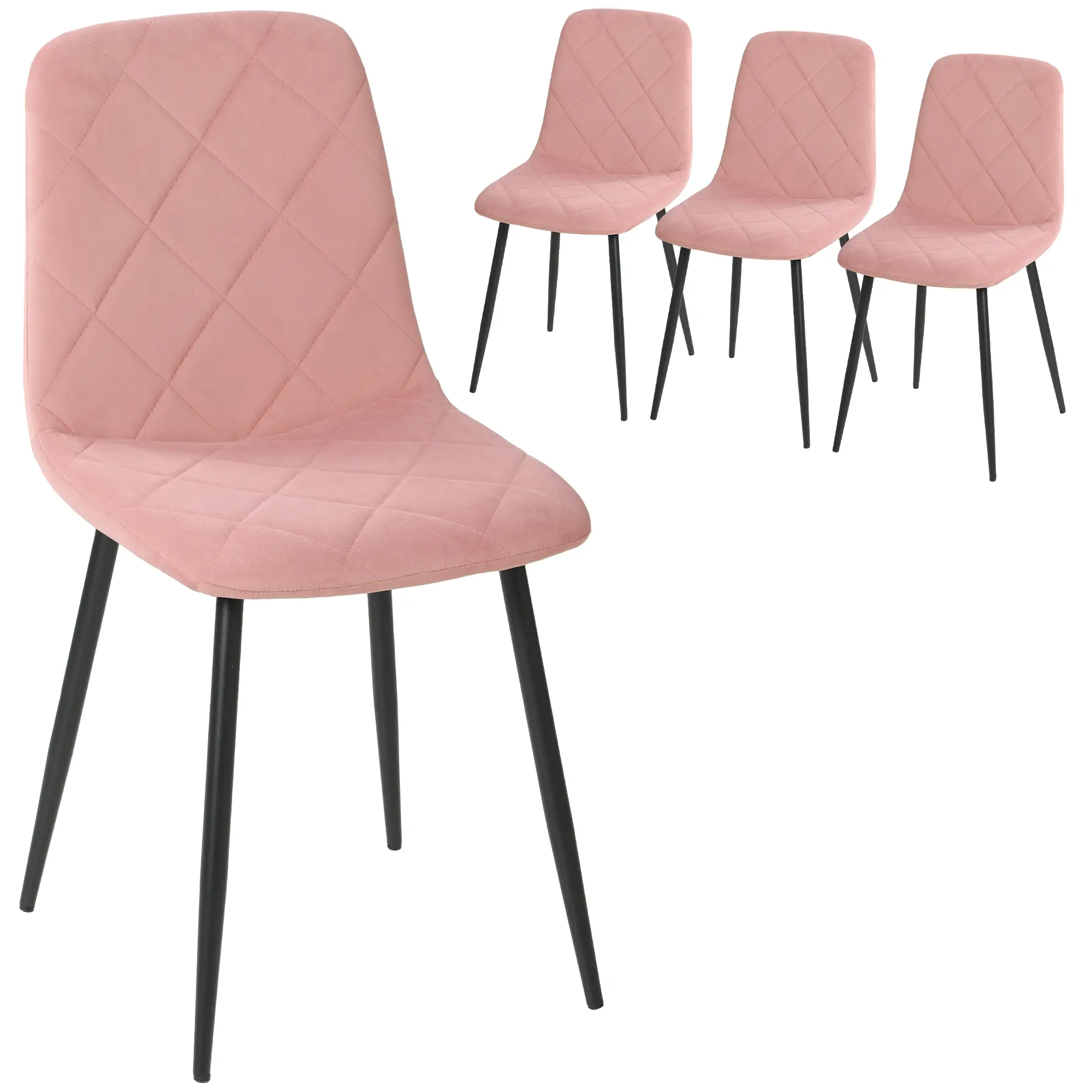 Upholstered Dining Chairs Set of 4, Steel Legs, Modern Kitchen, Pink - Image 11