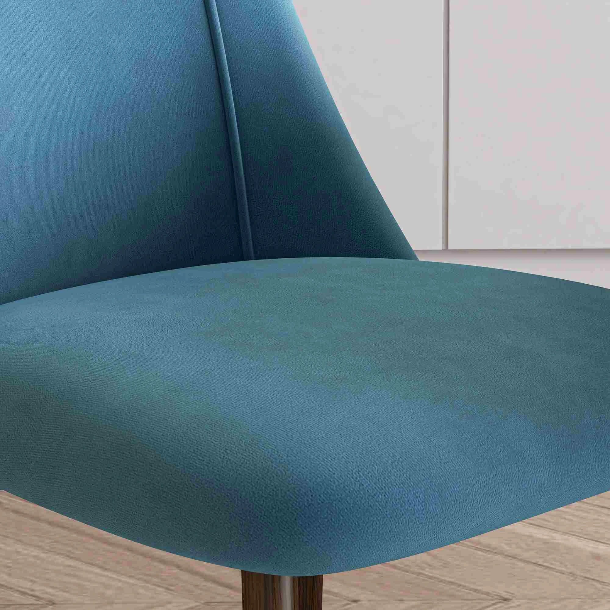 Upholstered Dining Chairs Set of 4, Velvet, Wood-Grain Steel Leg, Blue - Image 10