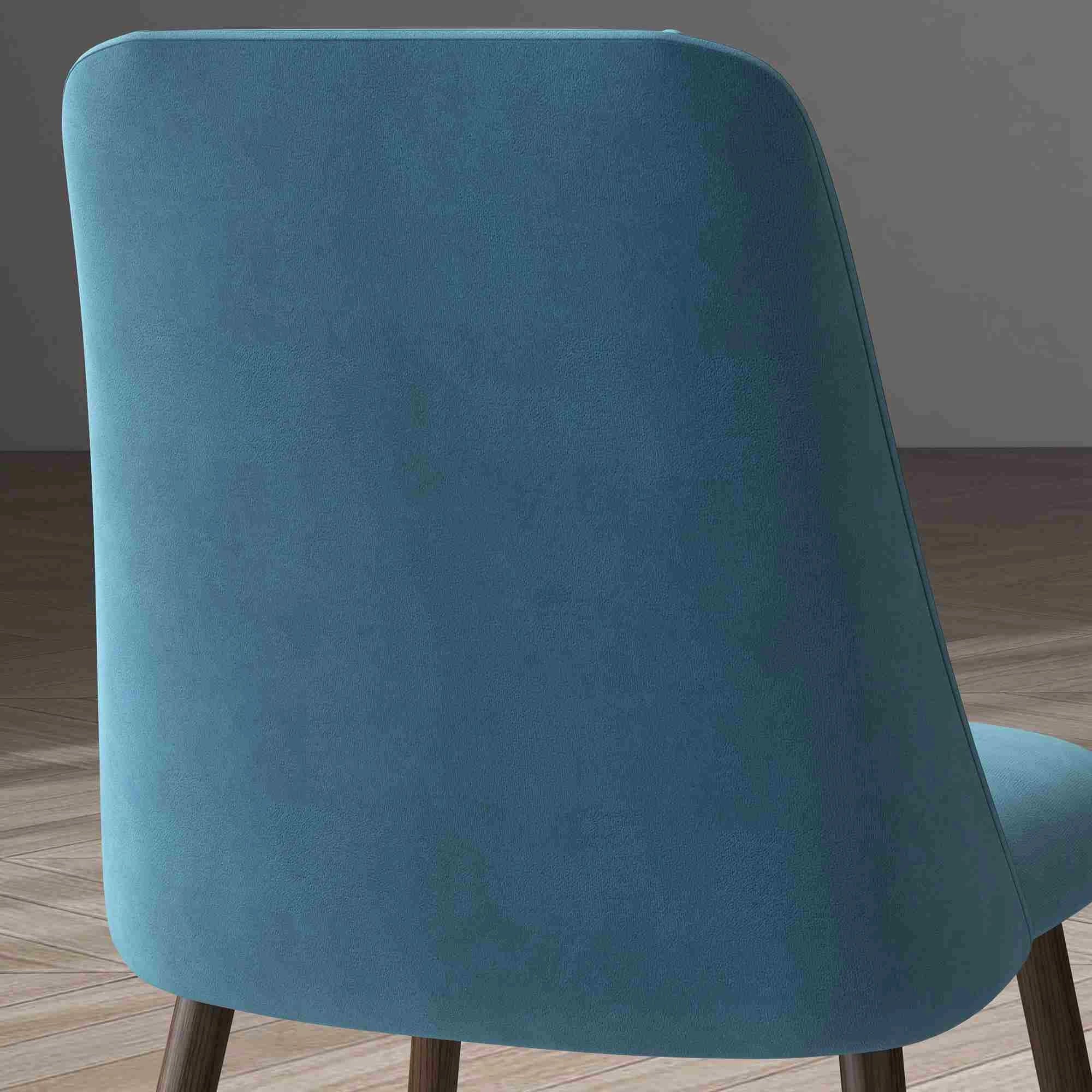 Upholstered Dining Chairs Set of 4, Velvet, Wood-Grain Steel Leg, Blue - Image 9