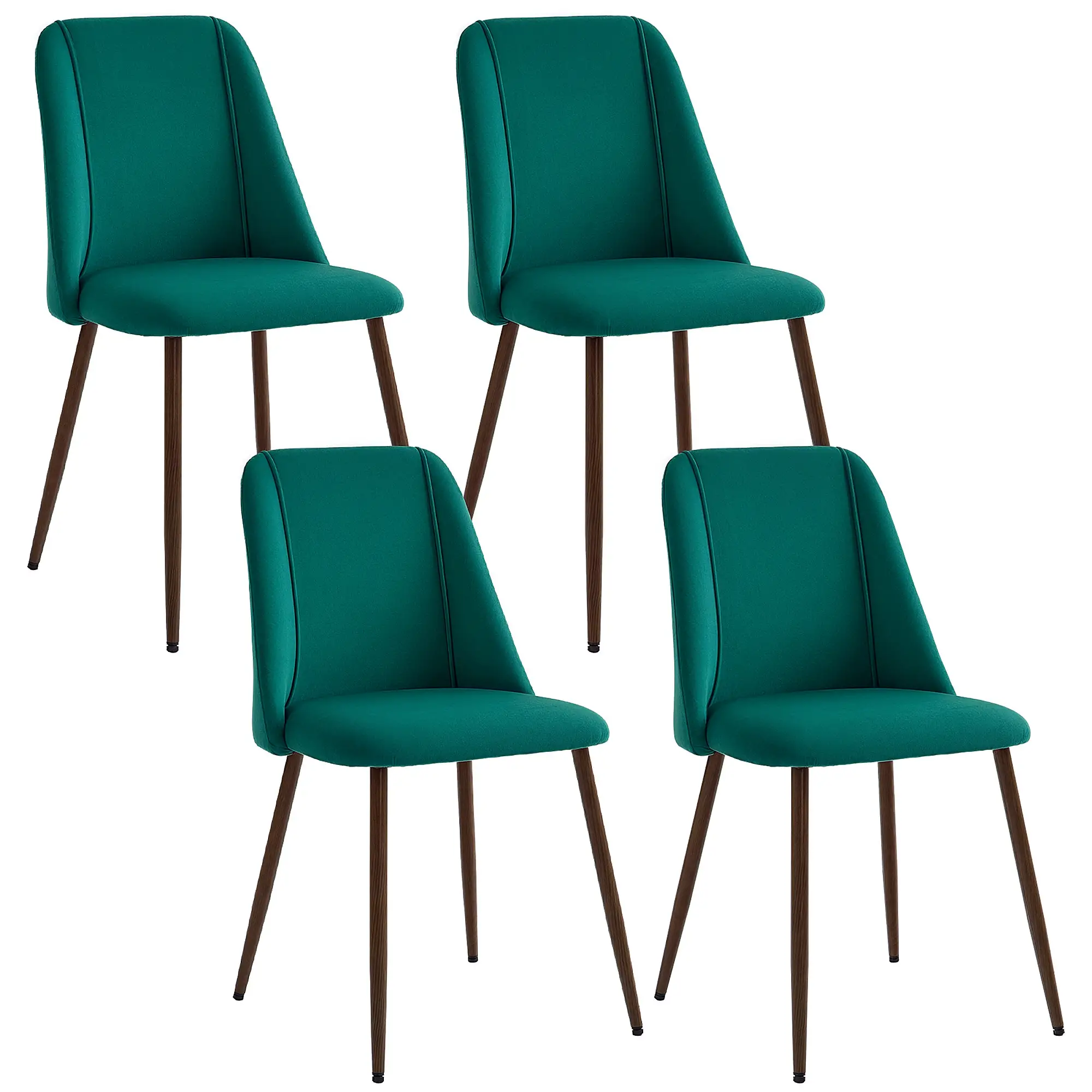 Upholstered Dining Chairs Set of 4, Velvet, Wood-Grain Steel Leg, Green - Image 11
